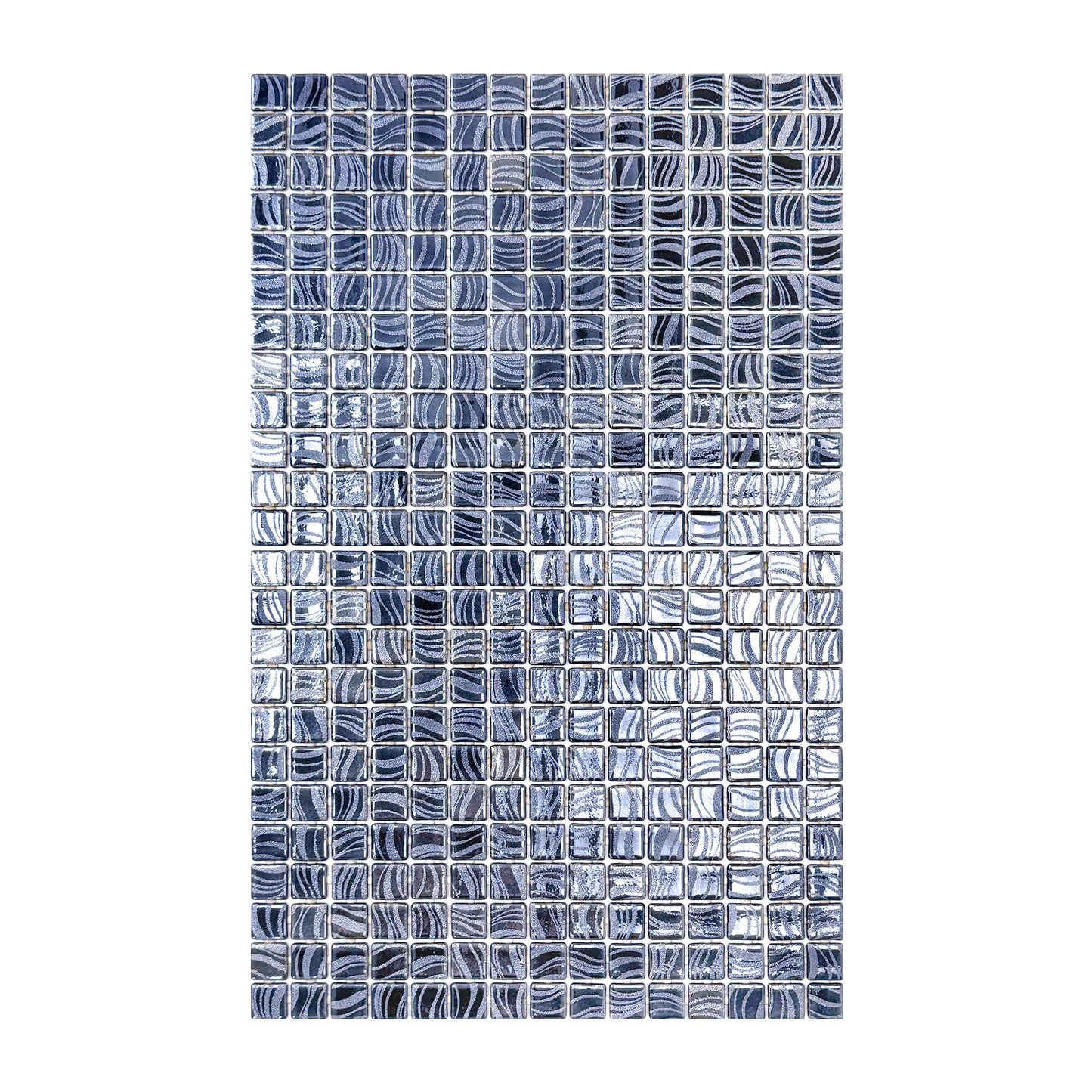 Spanish Mosaic Series Iron Grey & Ash Grey  Shinny Streaks And Swirls Texture  Recycled Glass Mosaic
