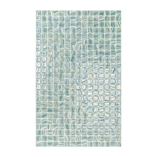 Spanish Mosaic Series Saga Green & Fern Green & Moss Green  Shinny Streaks And Swirls Texture  Recycled Glass Mosaic