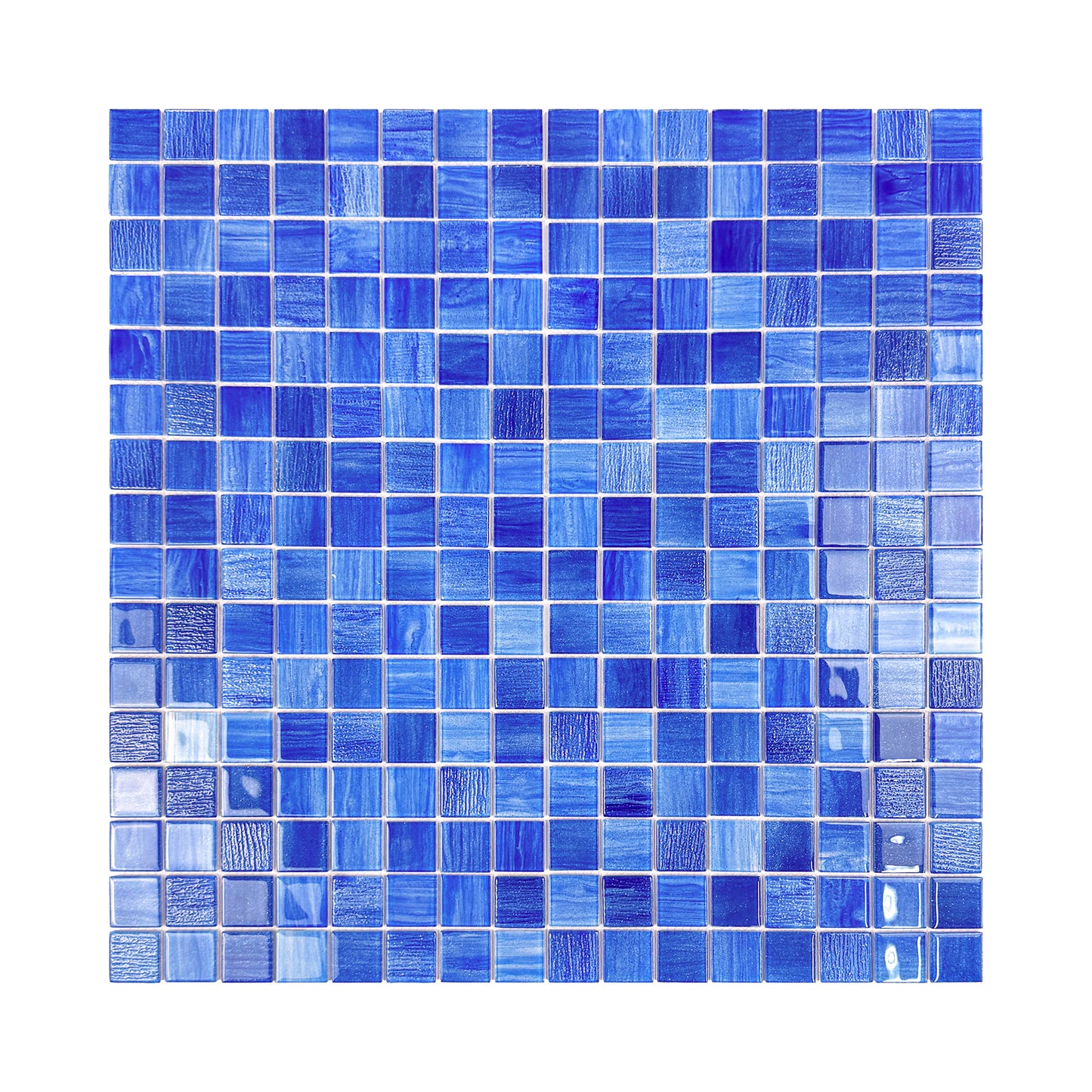 Noble Haven Loyal Blue & Navy Blue & Neon Blue Mixed Glass Mosaic Swimming Pool Tile