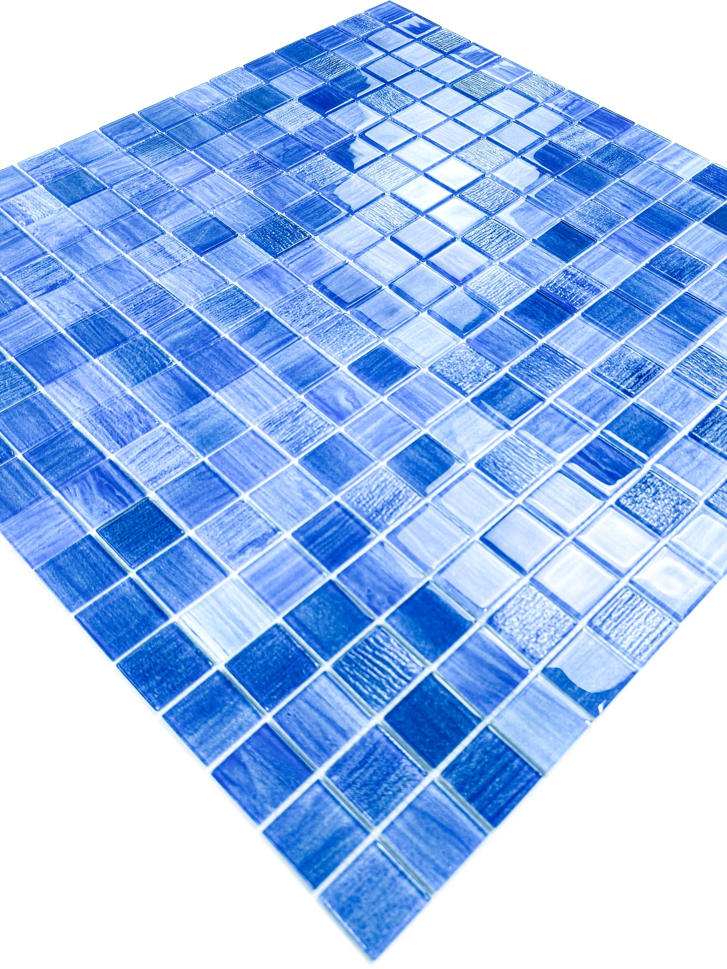 Noble Haven Loyal Blue & Navy Blue & Neon Blue Mixed Glass Mosaic Swimming Pool Tile