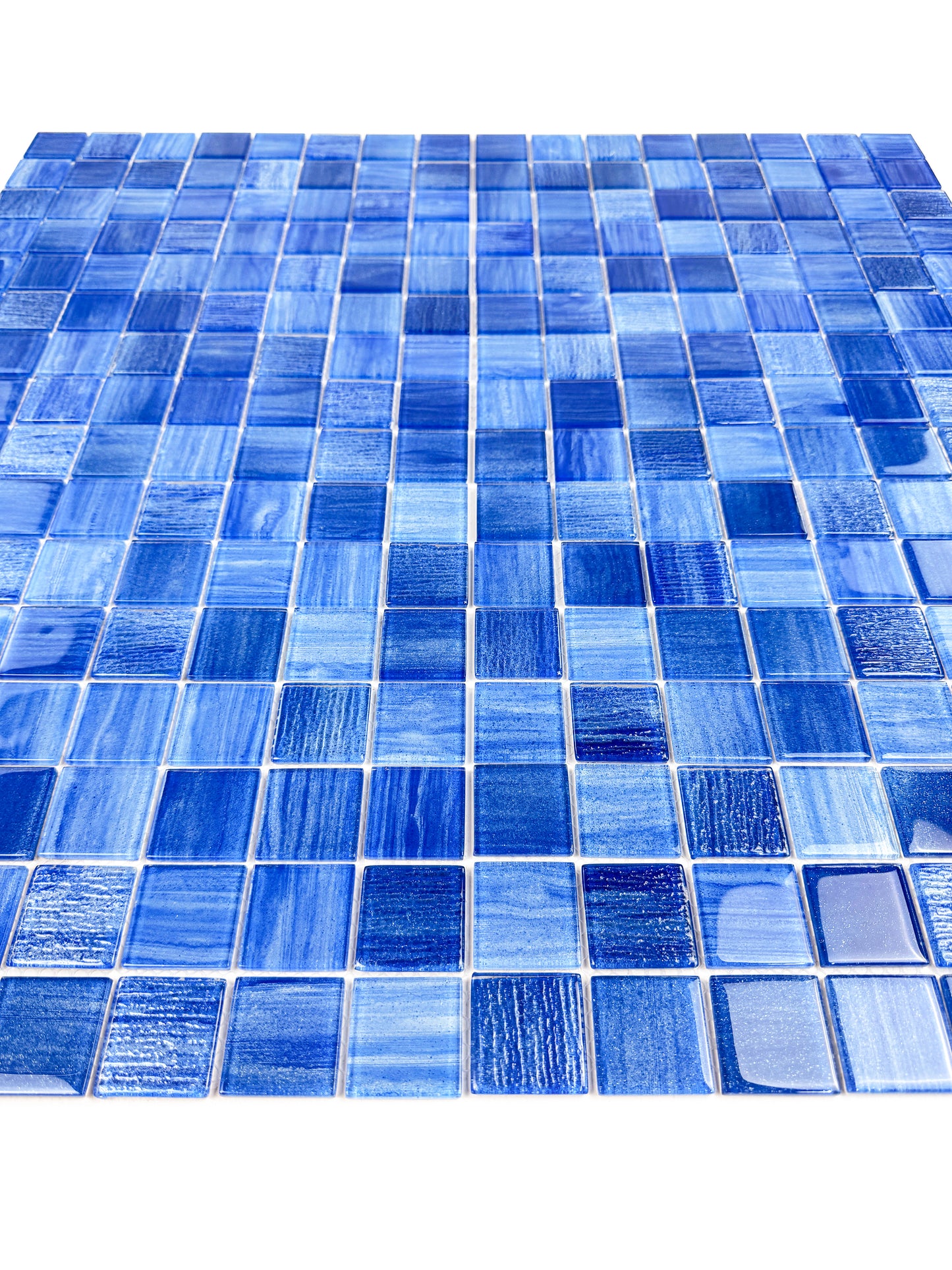 Noble Haven Loyal Blue & Navy Blue & Neon Blue Mixed Glass Mosaic Swimming Pool Tile