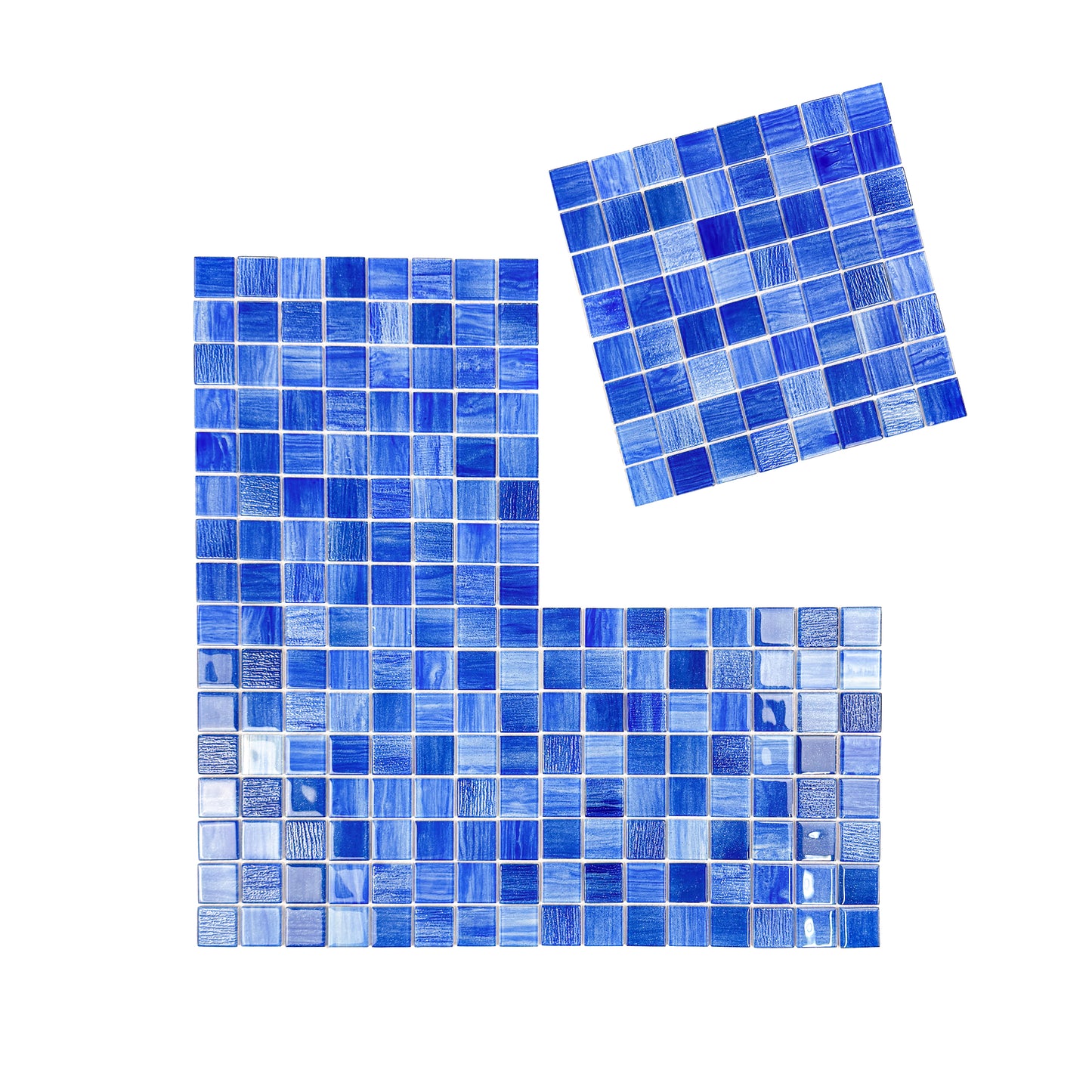 Noble Haven Loyal Blue & Navy Blue & Neon Blue Mixed Glass Mosaic Swimming Pool Tile