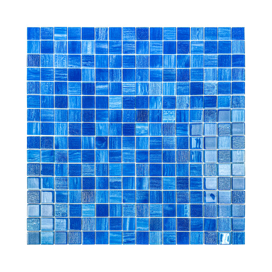 Noble Haven Yale Blue & Sapphire Blue & French Blue Mixed Glass Mosaic Swimming Pool Tile