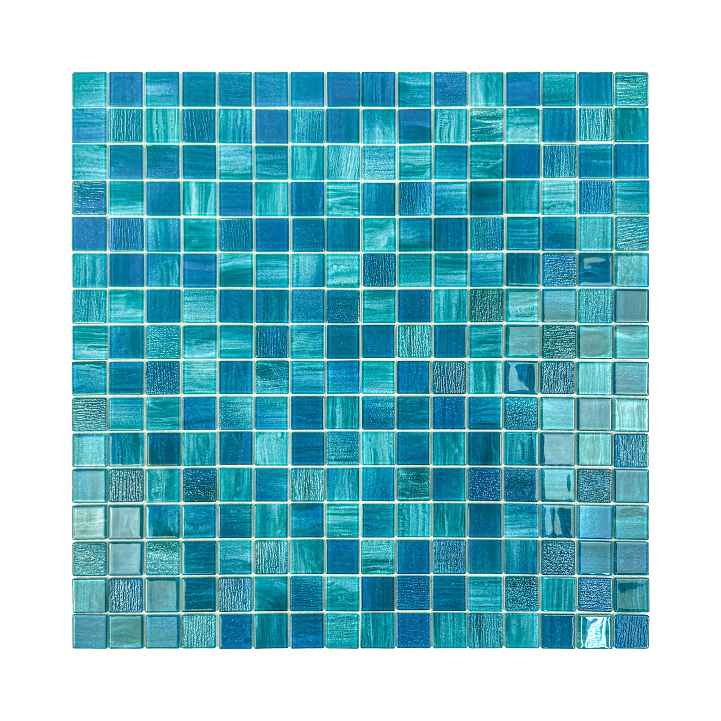 Noble Haven Tiffany Blue & French Blue & Sapphire Blue Glass Mosaic Swimming Pool Tile