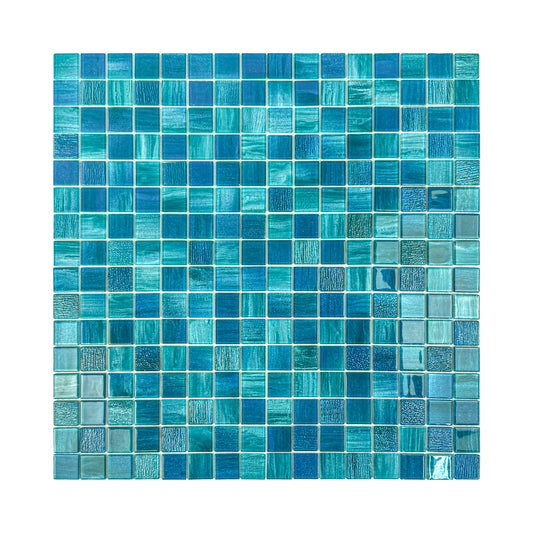 Noble Haven Tiffany Blue & French Blue & Sapphire Blue Glass Mosaic Swimming Pool Tile