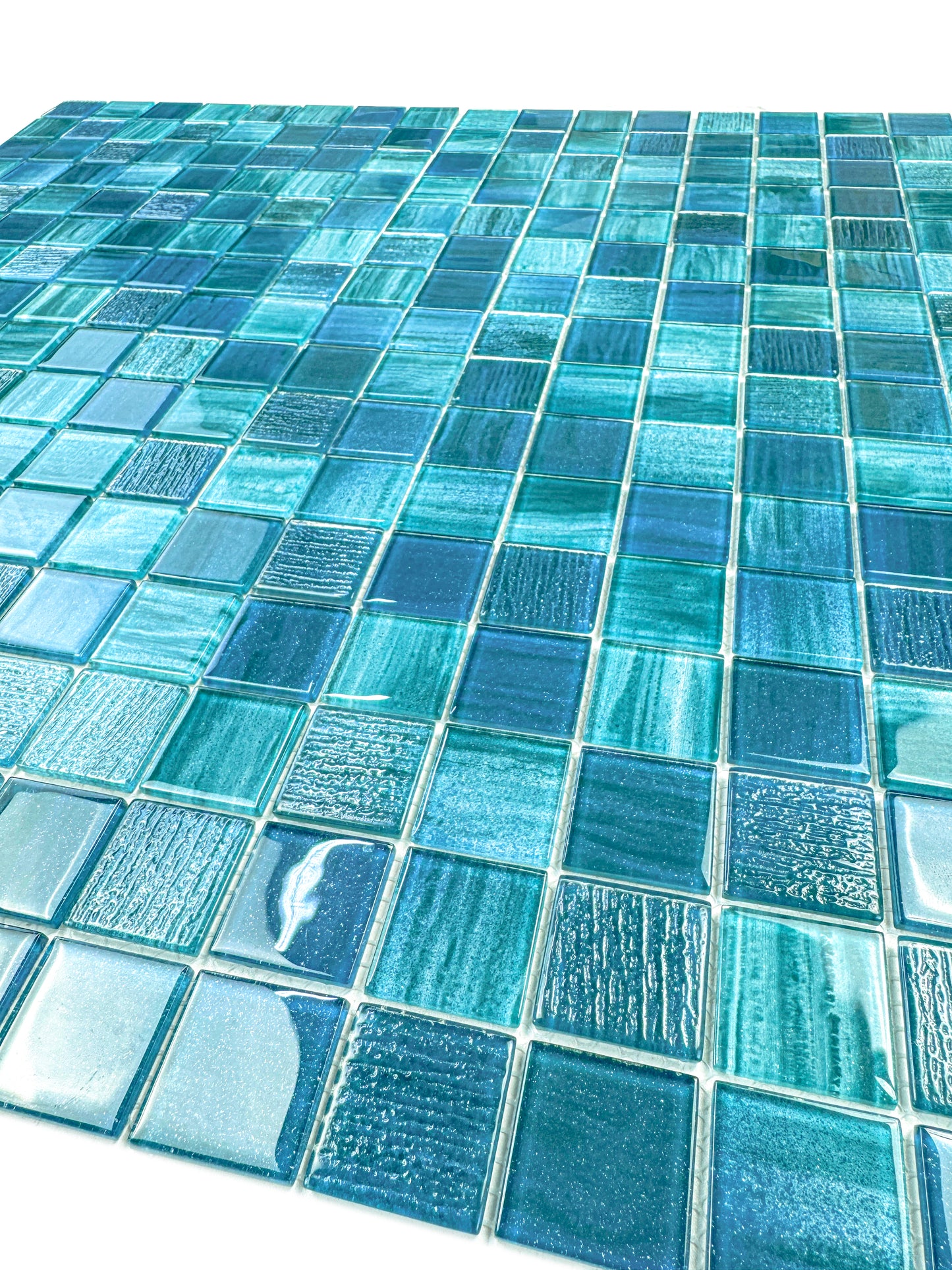 Noble Haven Tiffany Blue & French Blue & Sapphire Blue Glass Mosaic Swimming Pool Tile