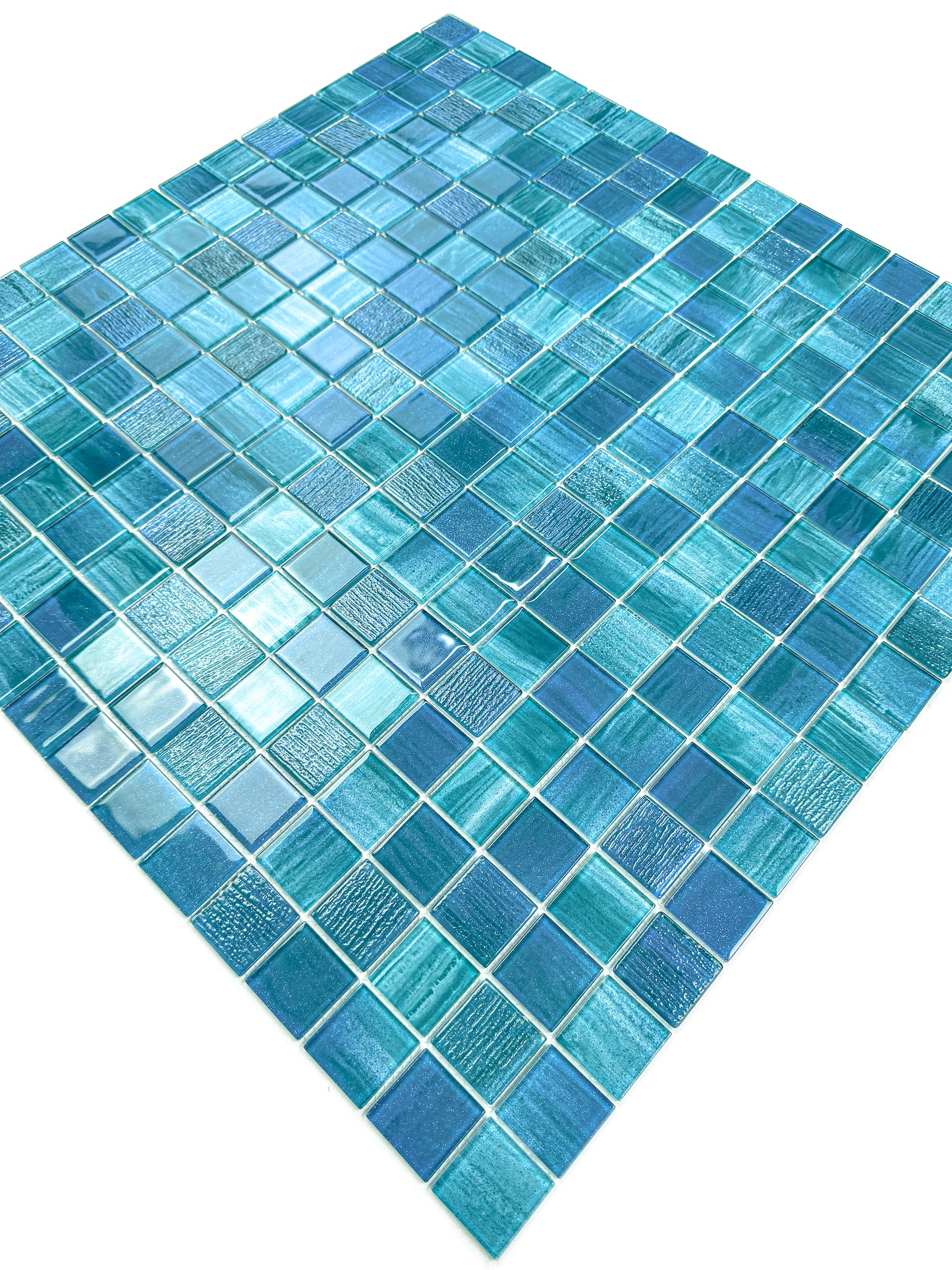 Noble Haven Tiffany Blue & French Blue & Sapphire Blue Glass Mosaic Swimming Pool Tile