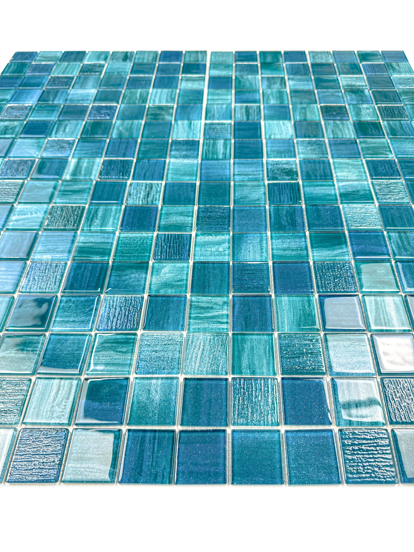 Noble Haven Tiffany Blue & French Blue & Sapphire Blue Glass Mosaic Swimming Pool Tile