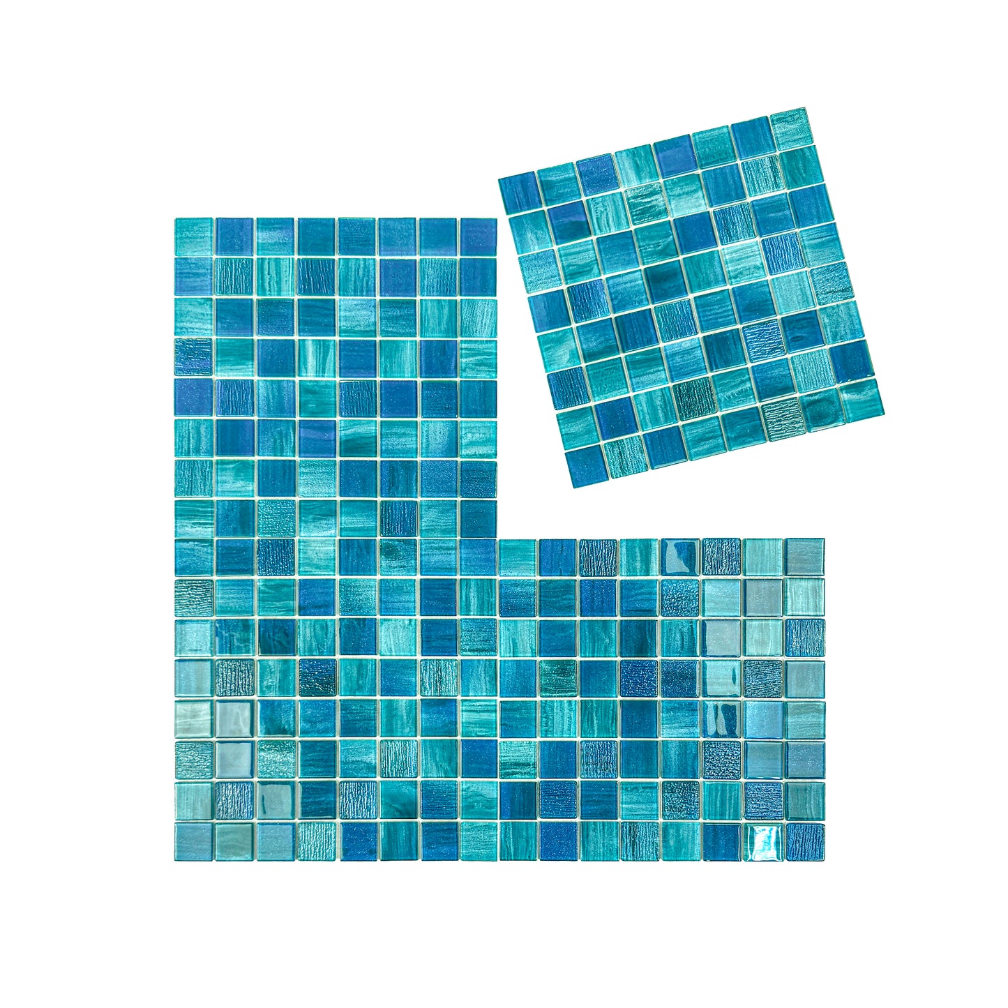 Noble Haven Tiffany Blue & French Blue & Sapphire Blue Glass Mosaic Swimming Pool Tile