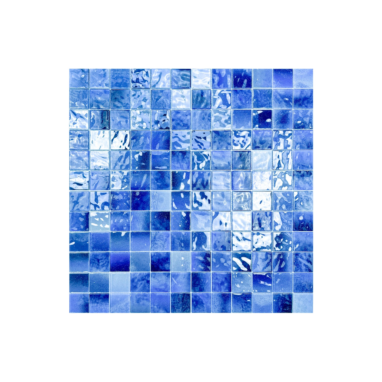 Marble Mirage Series Light Blue & Navy Blue & Midnight Blue Mixed Marble Transparent Textuer Crystal Glass Mosaic
