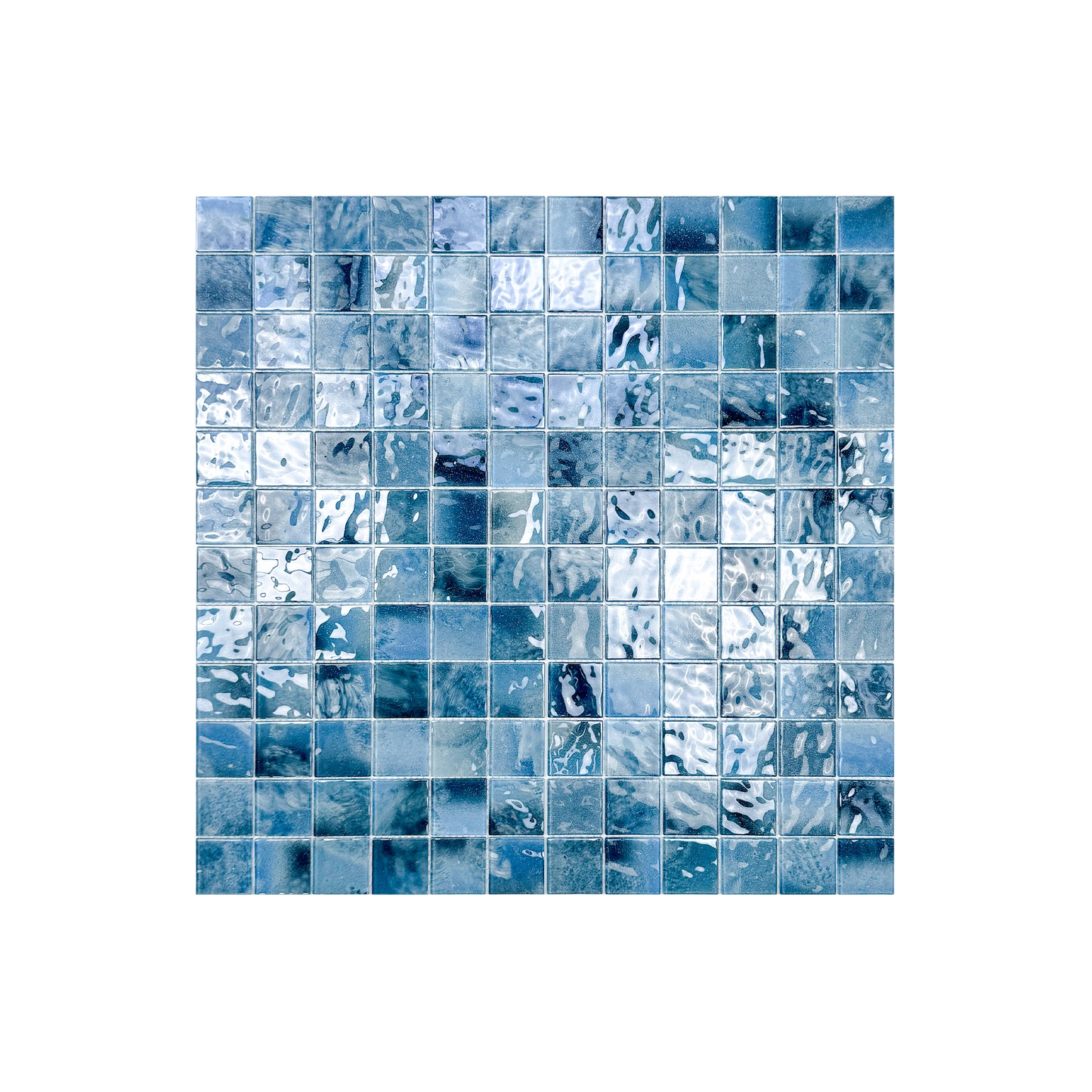 Marble Mirage Series Baby Blue & Tiffany Blue & Sapphire Blue Mixed Marble Transparent Textures Crystal Glass Mosaic