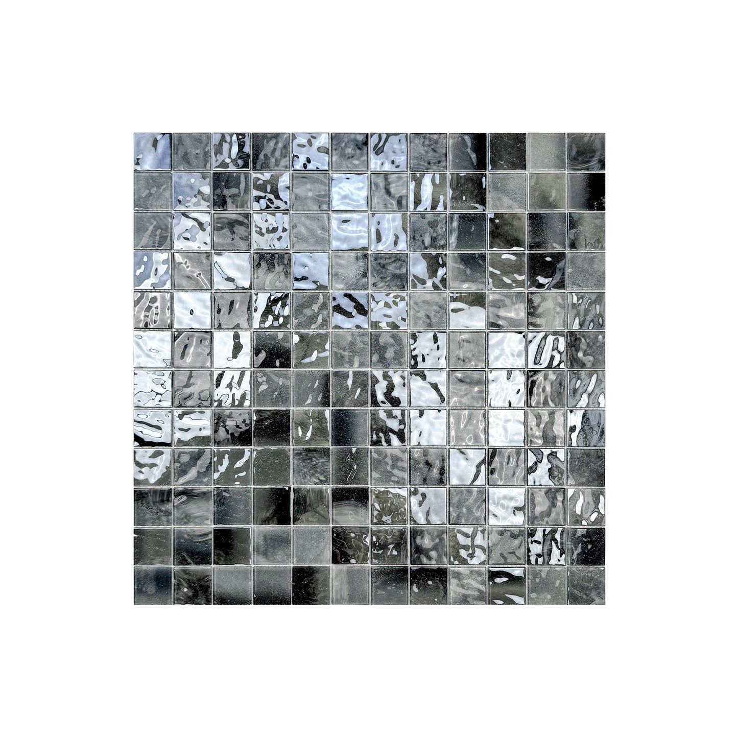 Marble Mirage Series Seal Grey & Iron Grey & Black Mixed Marble Transparent Textures Crystal Glass Mosaic