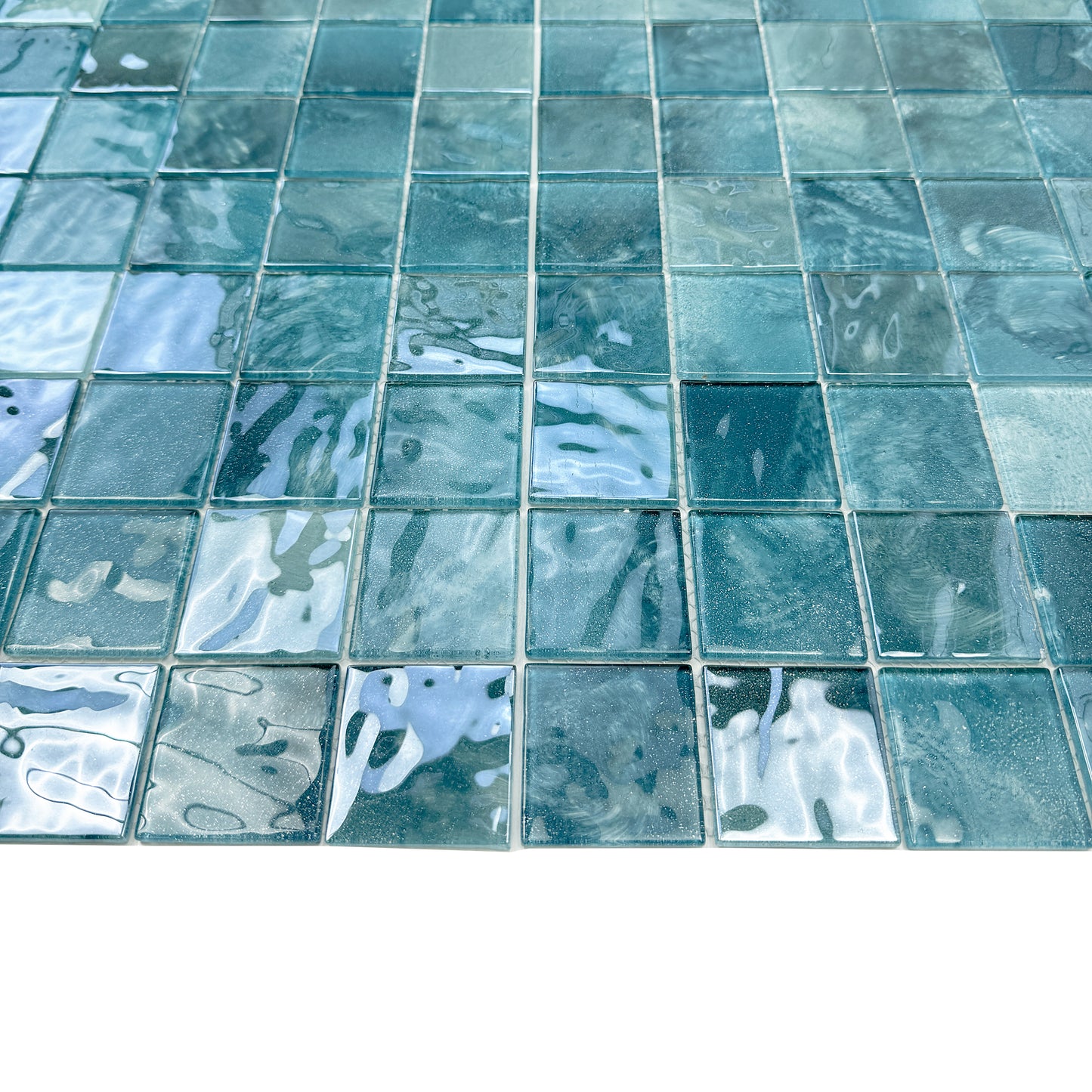 Marble Mirage Series Tiffany Blue & Sapphire Blue & Yale Blue Mixed Marble Transparent Textures Crystal Glass Mosaic