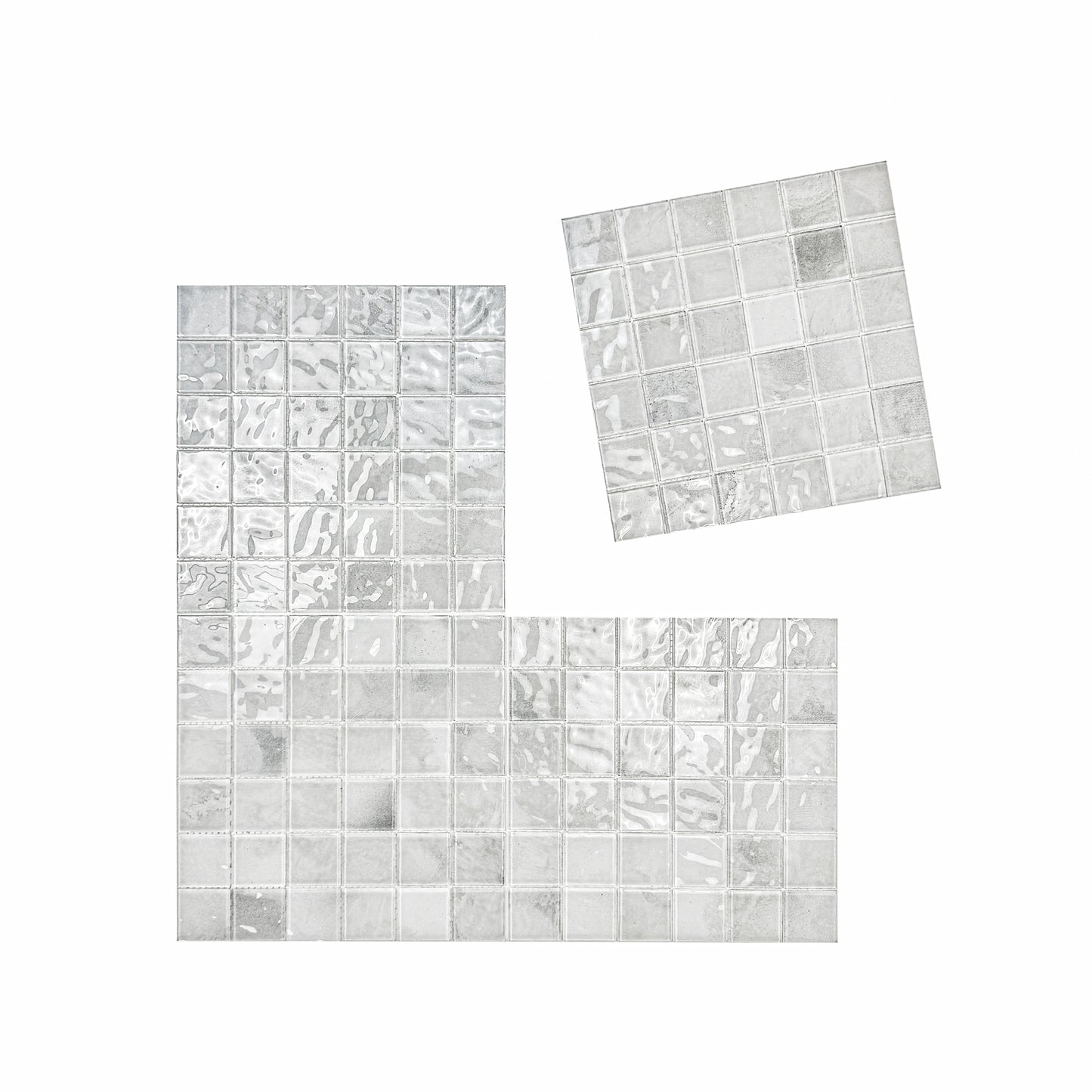 Marble Mirage Series  Cotten White & Chiffon White Mixed Marble Transparent Textures Crystal Glass Mosaic