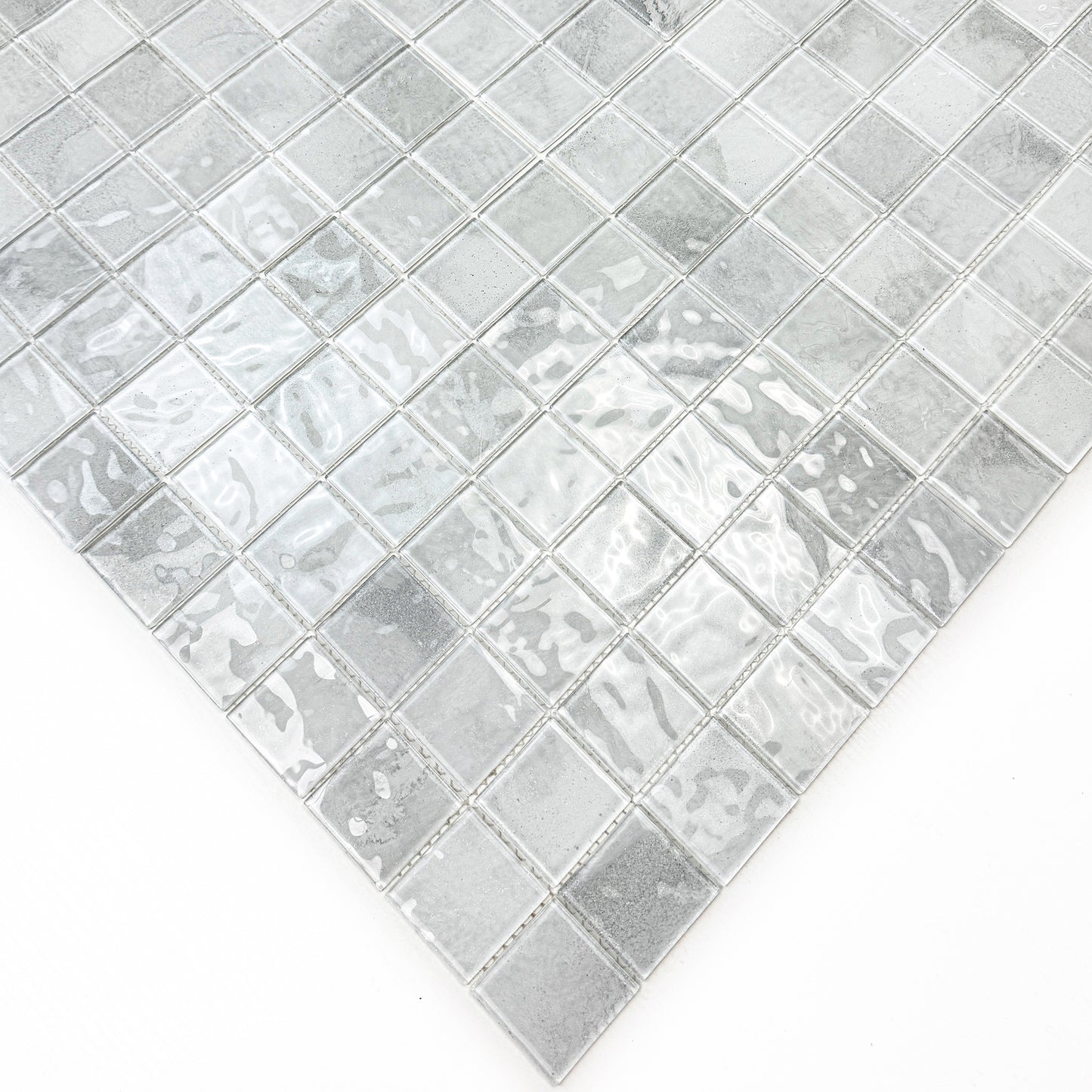 Marble Mirage Series  Cotten White & Chiffon White Mixed Marble Transparent Textures Crystal Glass Mosaic