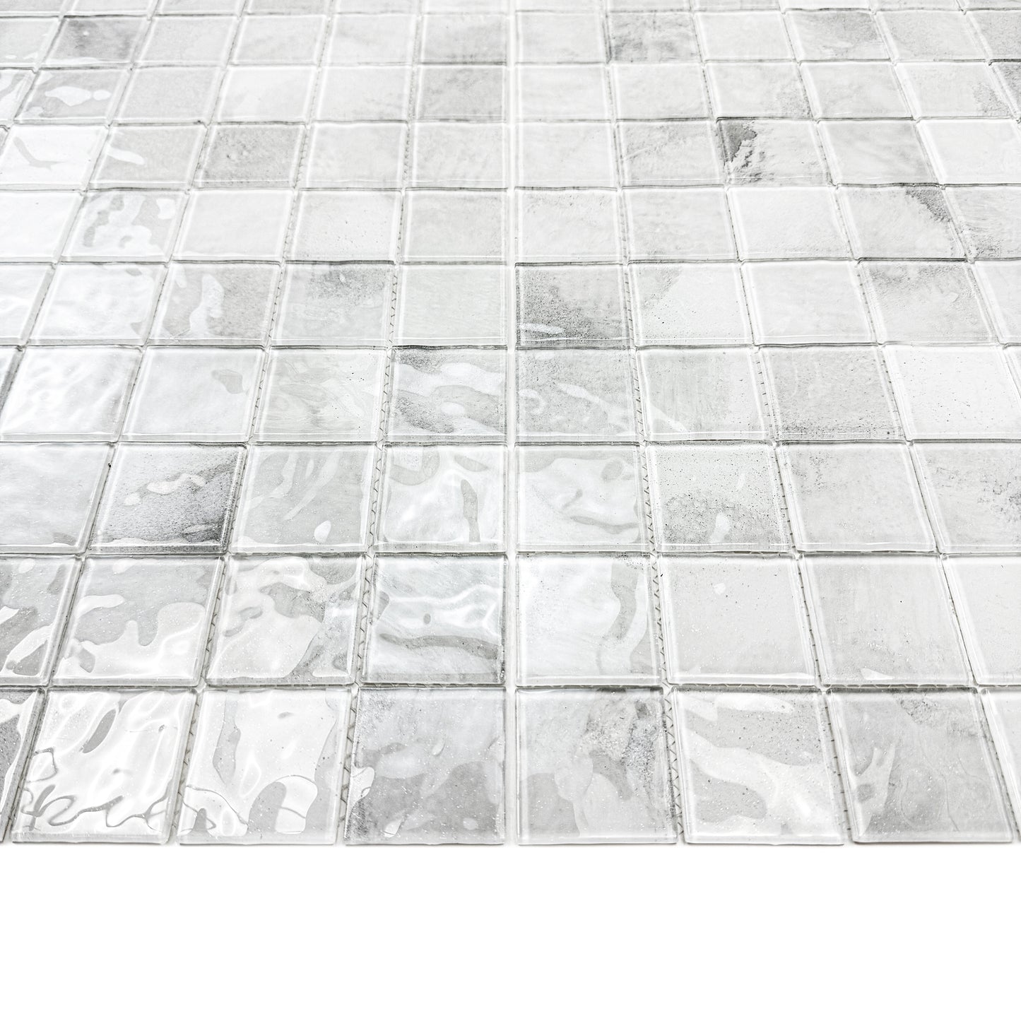Marble Mirage Series  Cotten White & Chiffon White Mixed Marble Transparent Textures Crystal Glass Mosaic