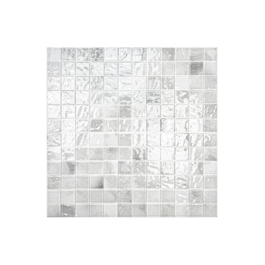Marble Mirage Series  Cotten White & Chiffon White Mixed Marble Transparent Textures Crystal Glass Mosaic