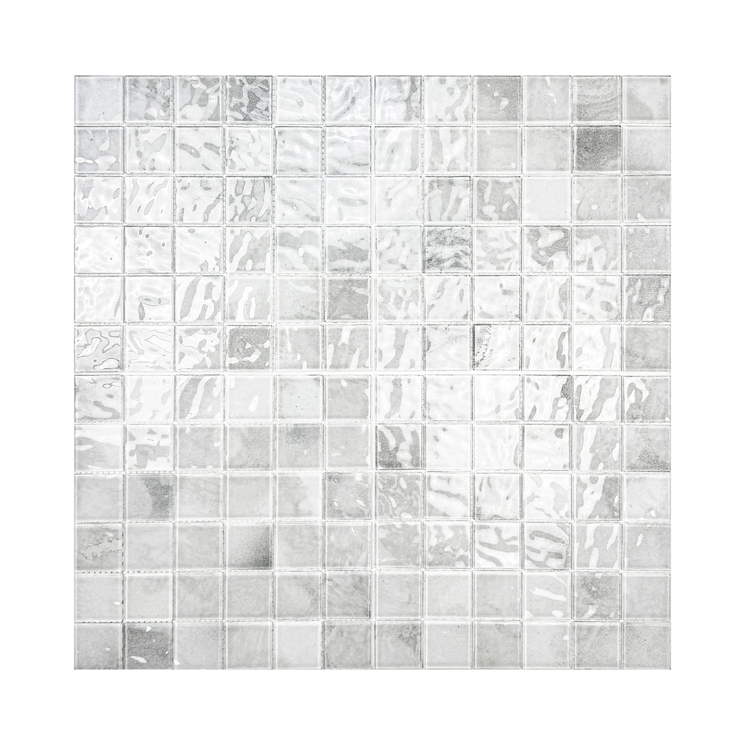 Marble Mirage Series  Cotten White & Chiffon White Mixed Marble Transparent Textures Crystal Glass Mosaic