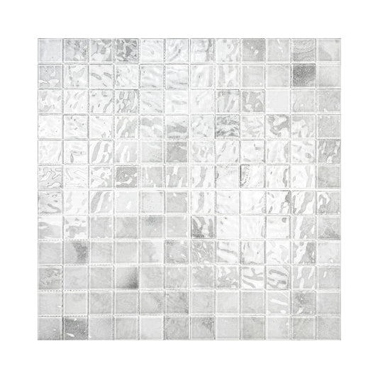 Marble Mirage Series  Cotten White & Chiffon White Mixed Marble Transparent Textures Crystal Glass Mosaic