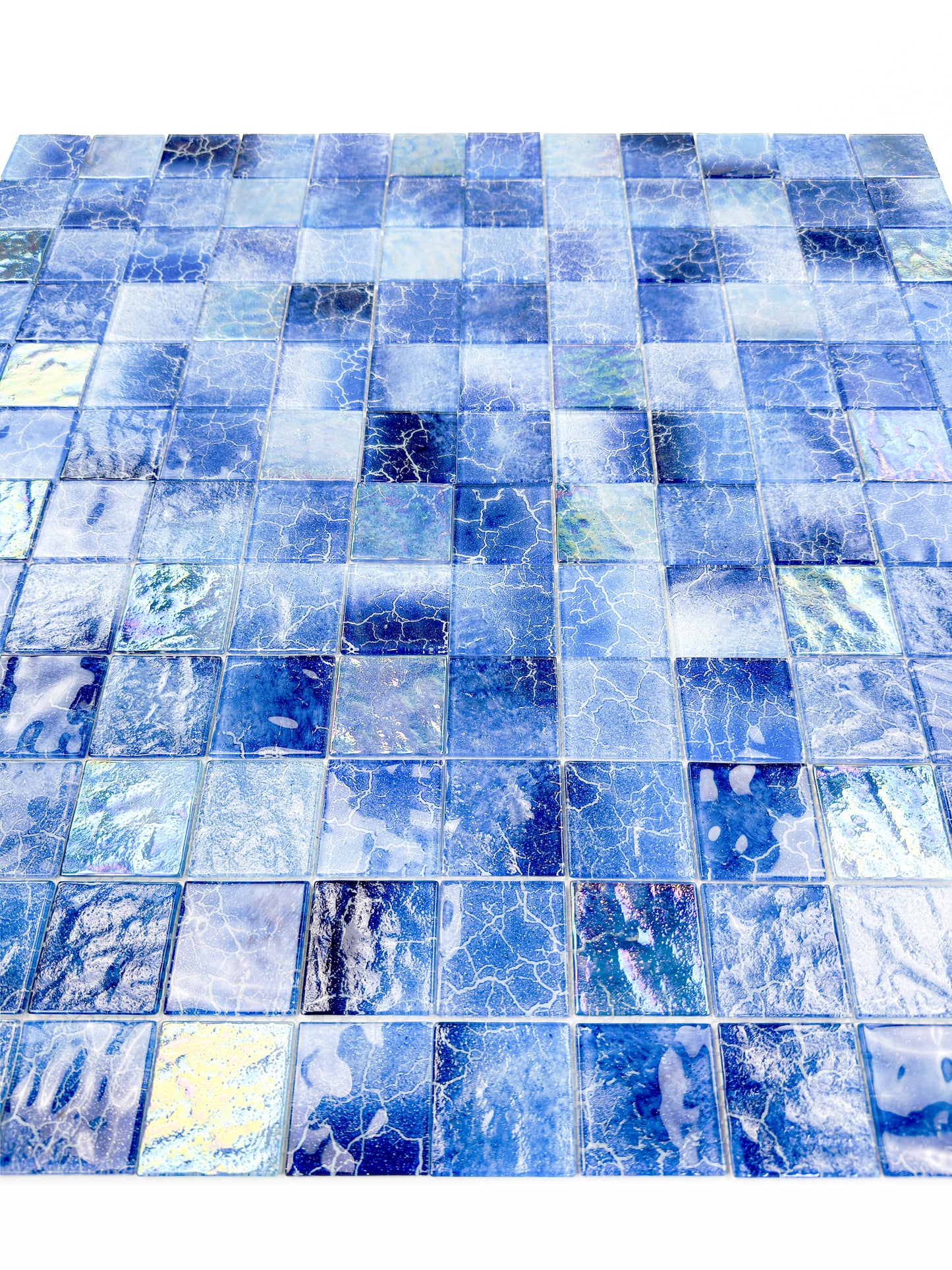 Marble Mirage Series Midnight Blue & Navy Blue Marble Texture Glossy Recycled Glass Mosaic