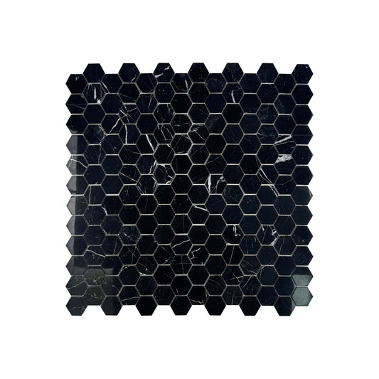 Versace Luxury Series Black Marquina Polished Hexagon Marble Mosaic