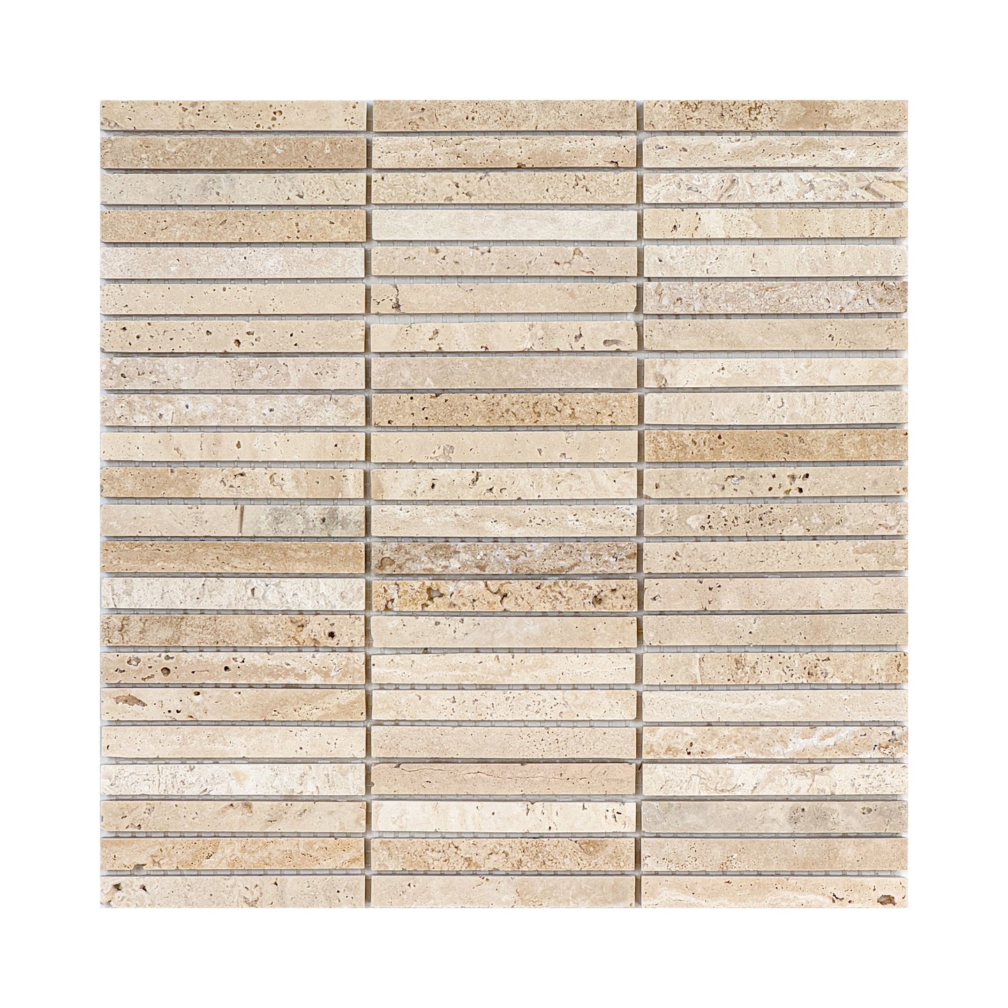 Beige Travertine Series Light Beige Honed Slim Strip Rectangle Marble Mosaic