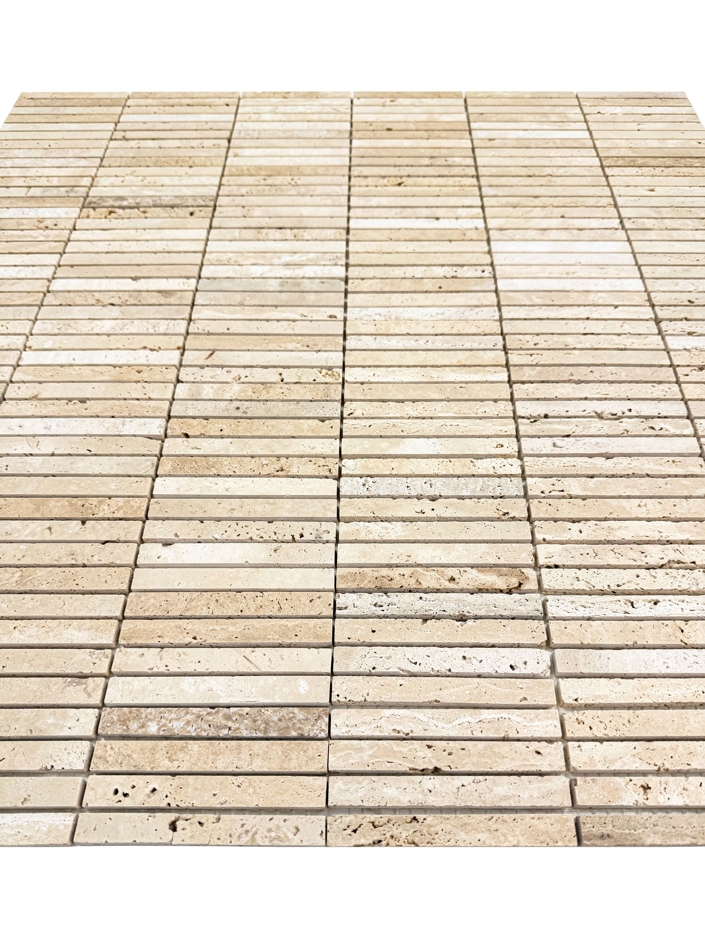 Beige Travertine Series Light Beige Honed Slim Strip Rectangle Marble Mosaic