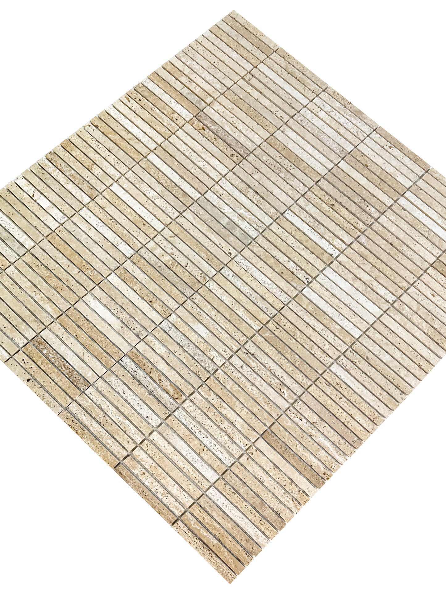 Beige Travertine Series Light Beige Honed Slim Strip Rectangle Marble Mosaic