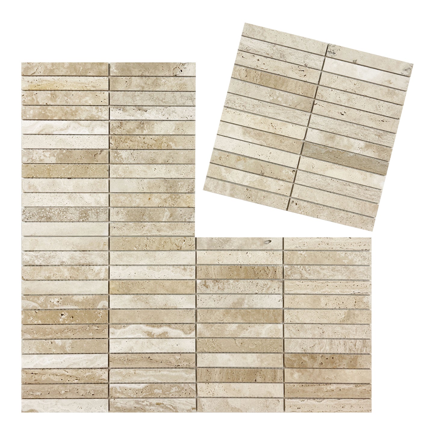 Beige Travertine Series Light Beige Honed Rectangle Marble Mosaic