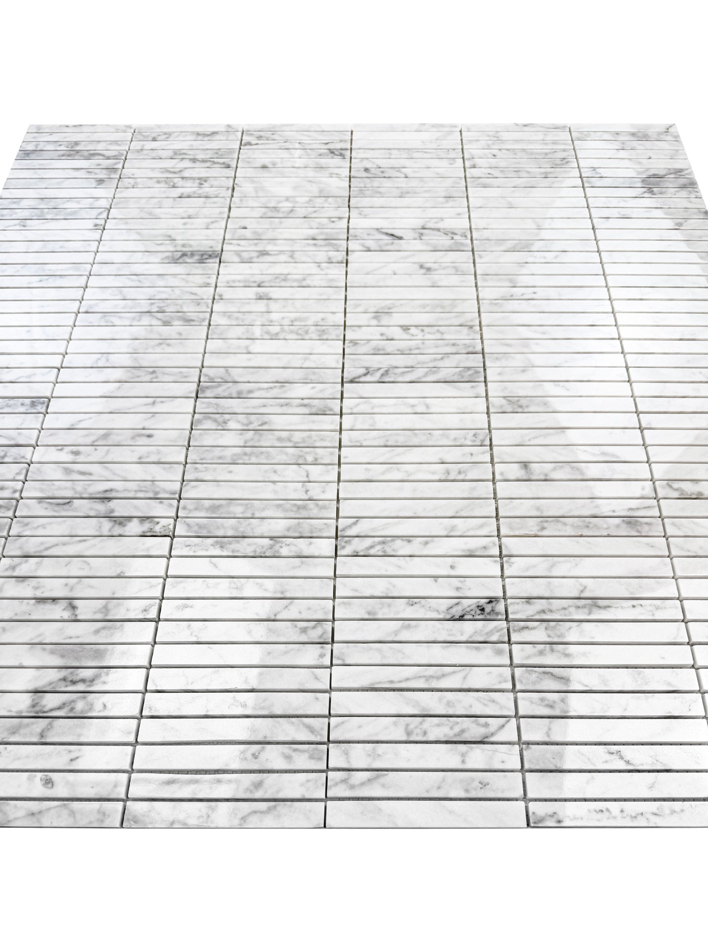 Carrara white Series Carrara White Polished Slim Strip Rectangle Marble Mosaic