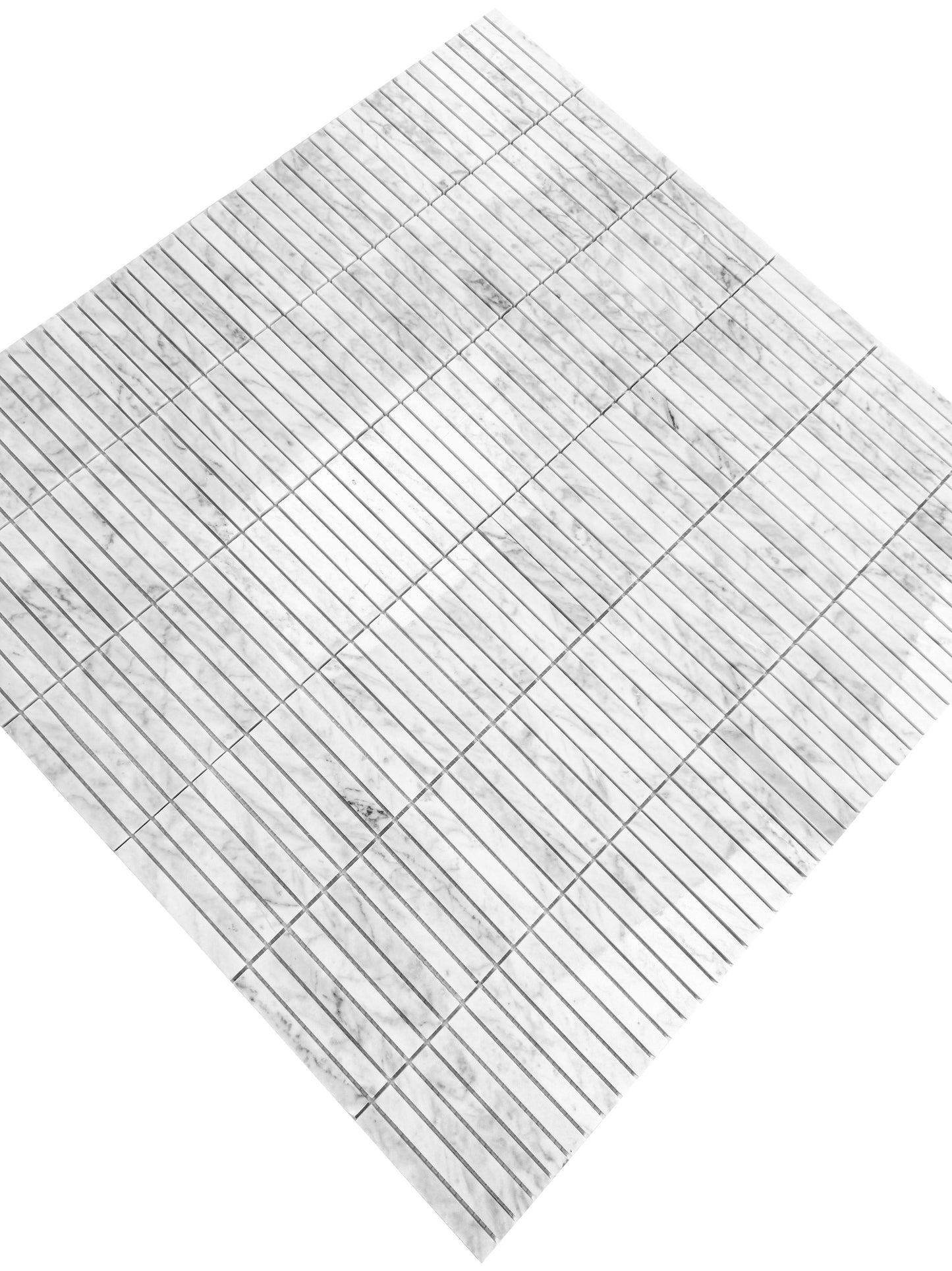 Carrara white Series Carrara White Polished Slim Strip Rectangle Marble Mosaic