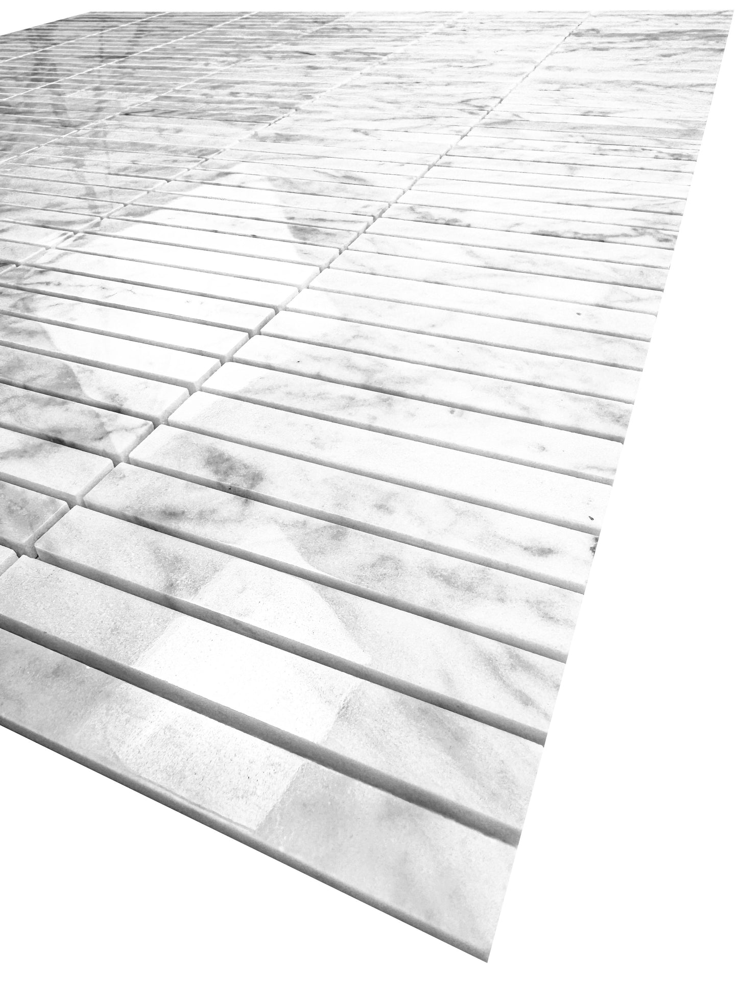 Carrara white Series Carrara White Polished Slim Strip Rectangle Marble Mosaic