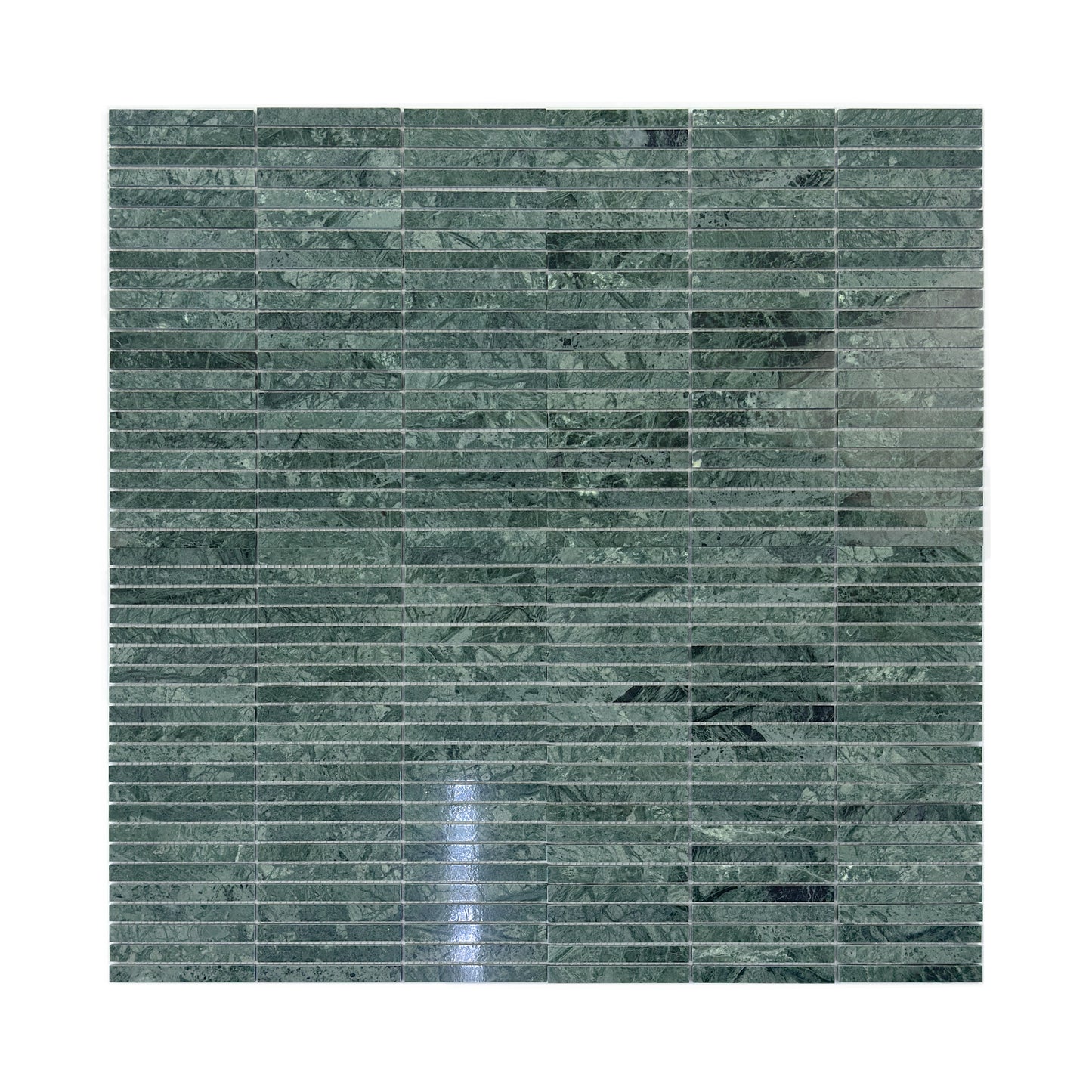 Verde Alpi Series Polished Slim Strip Rectangle Marble Mosaic