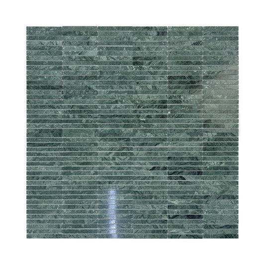 Verde Alpi Series Polished Slim Strip Rectangle Marble Mosaic