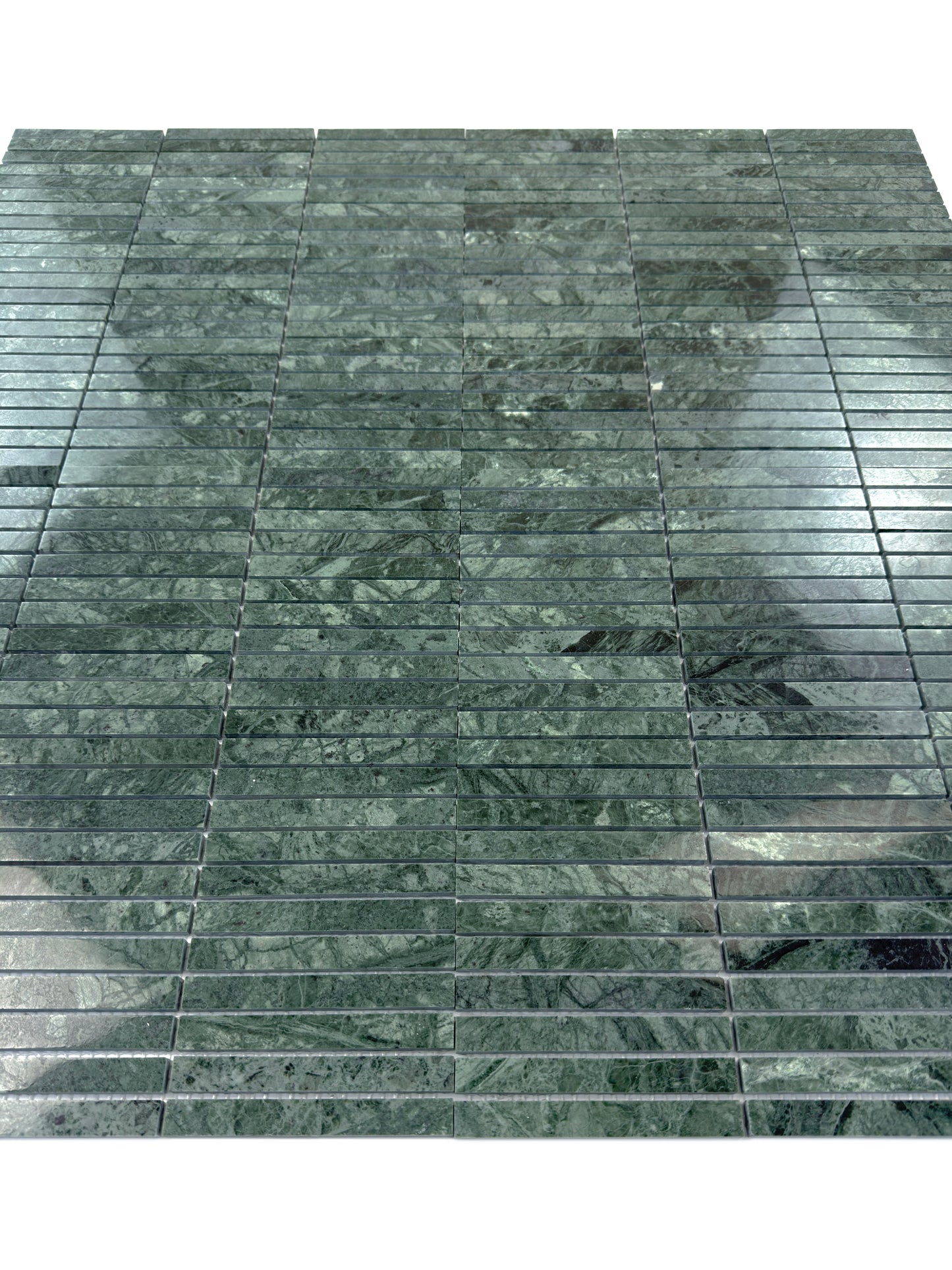 Verde Alpi Series Polished Slim Strip Rectangle Marble Mosaic