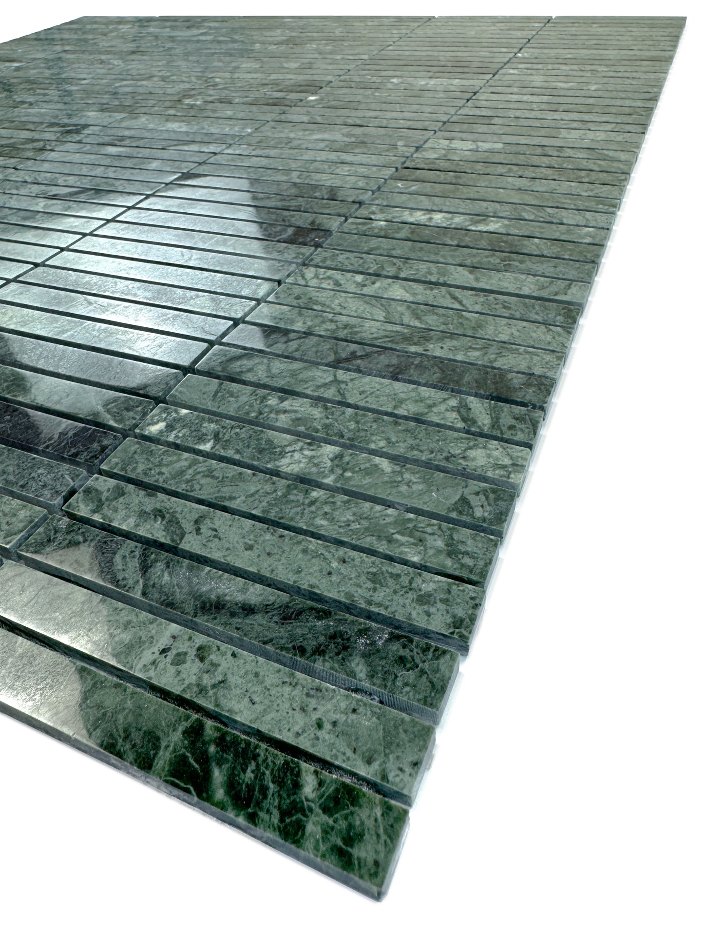 Verde Alpi Series Polished Slim Strip Rectangle Marble Mosaic