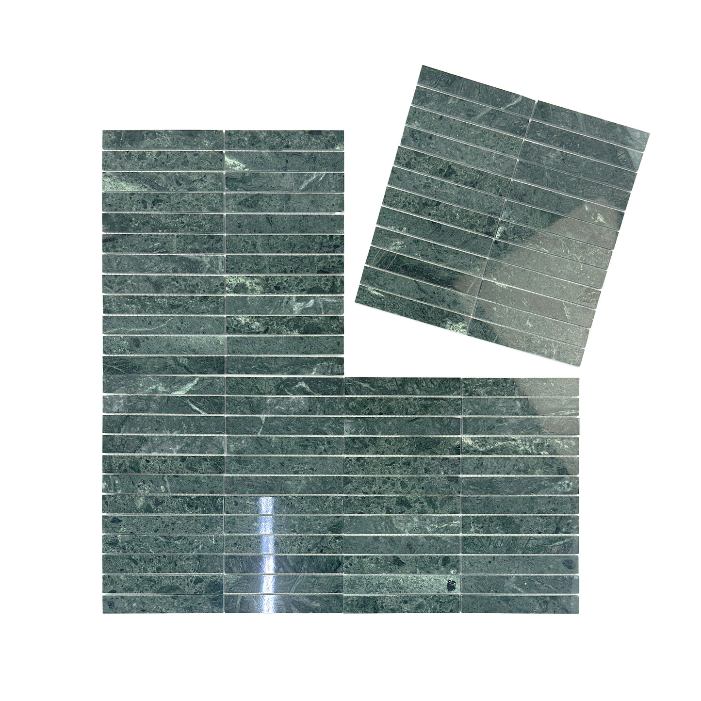 Verde Alpi Series Polished Rectangle Marble Mosaic