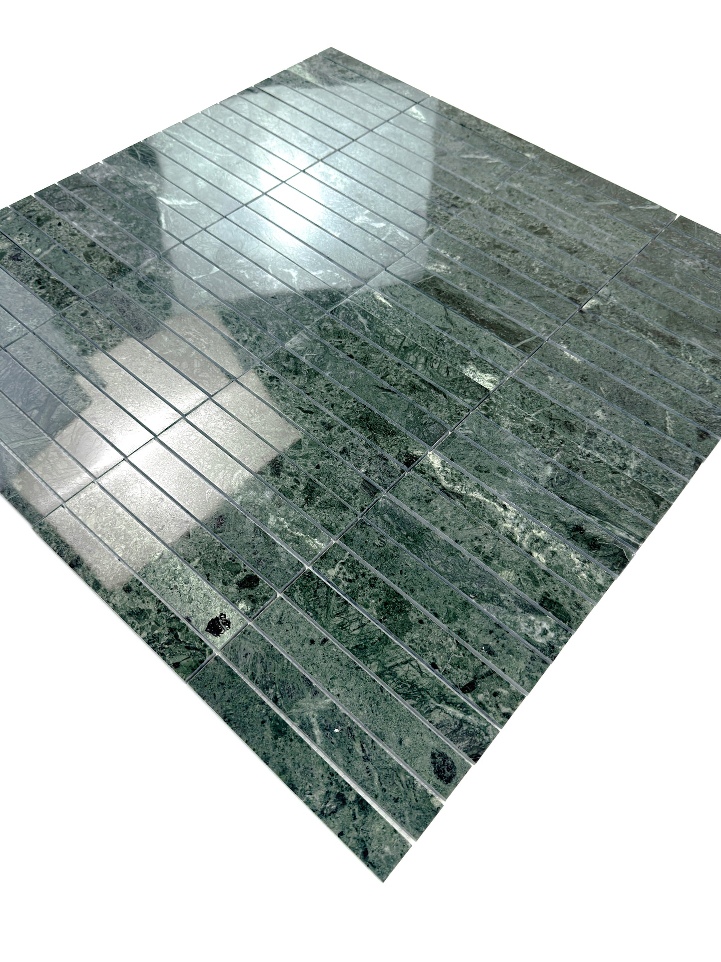 Verde Alpi Series Polished Rectangle Marble Mosaic
