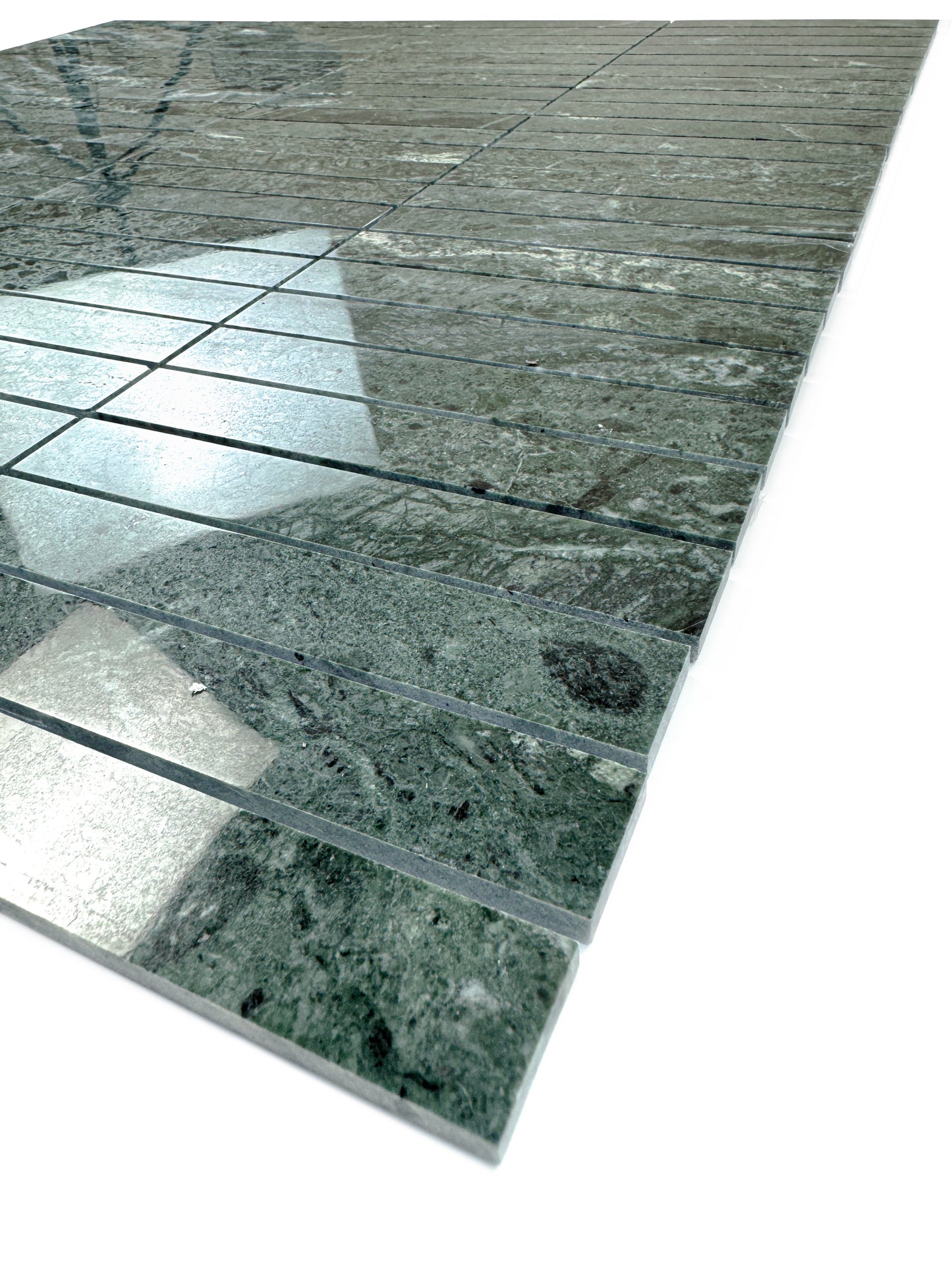 Verde Alpi Series Polished Rectangle Marble Mosaic