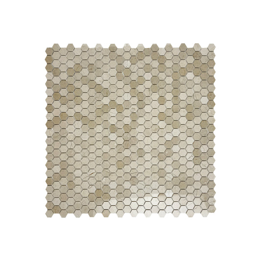Versace Luxury Series Cream Marfil  Polished Hexagon Marble Mosaic