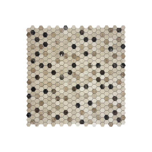 Versace Luxury Series Dark Emperador & Light Emperador & Cream Marfil Polished Hexagon Marble Mosaic