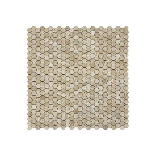 Versace Luxury Series Light Beige  Honed Hexagon Travertine Marble Mosaic
