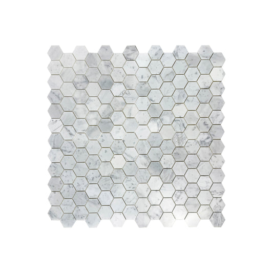 Versace Luxury Series Carrara White Polished Hexagon Marble Mosaic