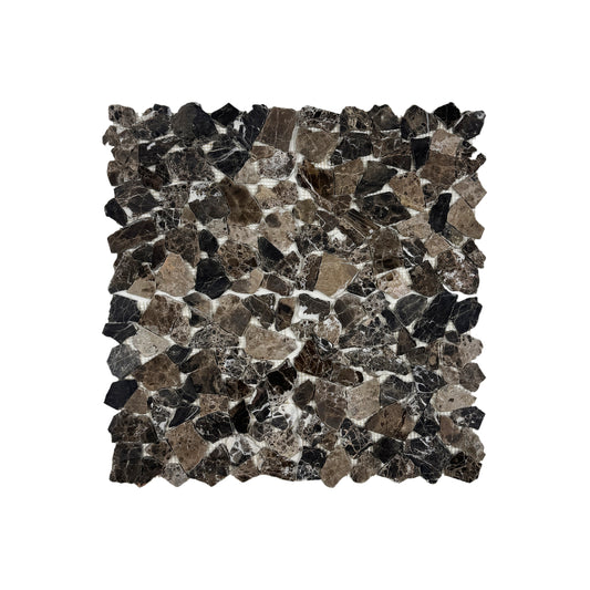 Marble Reverie Series Dark Emperador  Honed Irregular Shape Marble Mosaic