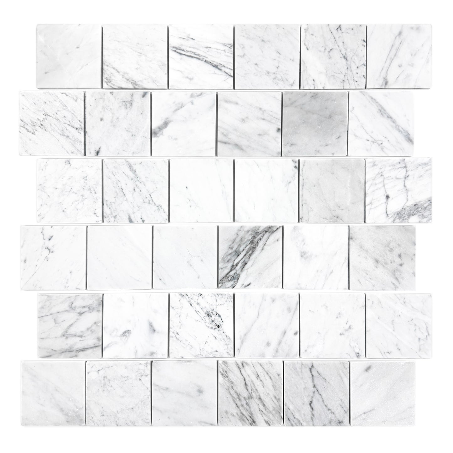 Rome Vestige Series Square Carrara White Marble Tumble & Brush Leather Surface Marble Tile