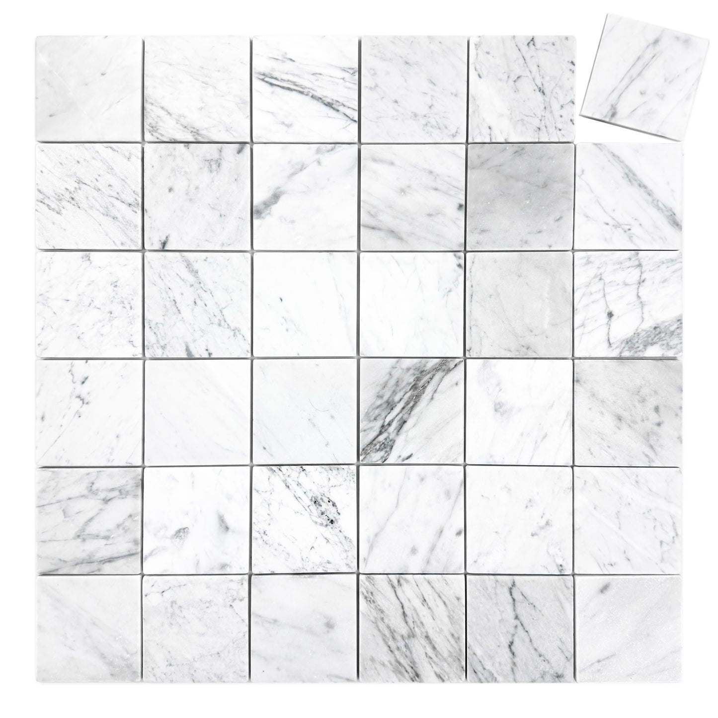Rome Vestige Series Square Carrara White Marble Tumble & Brush Leather Surface Marble Tile