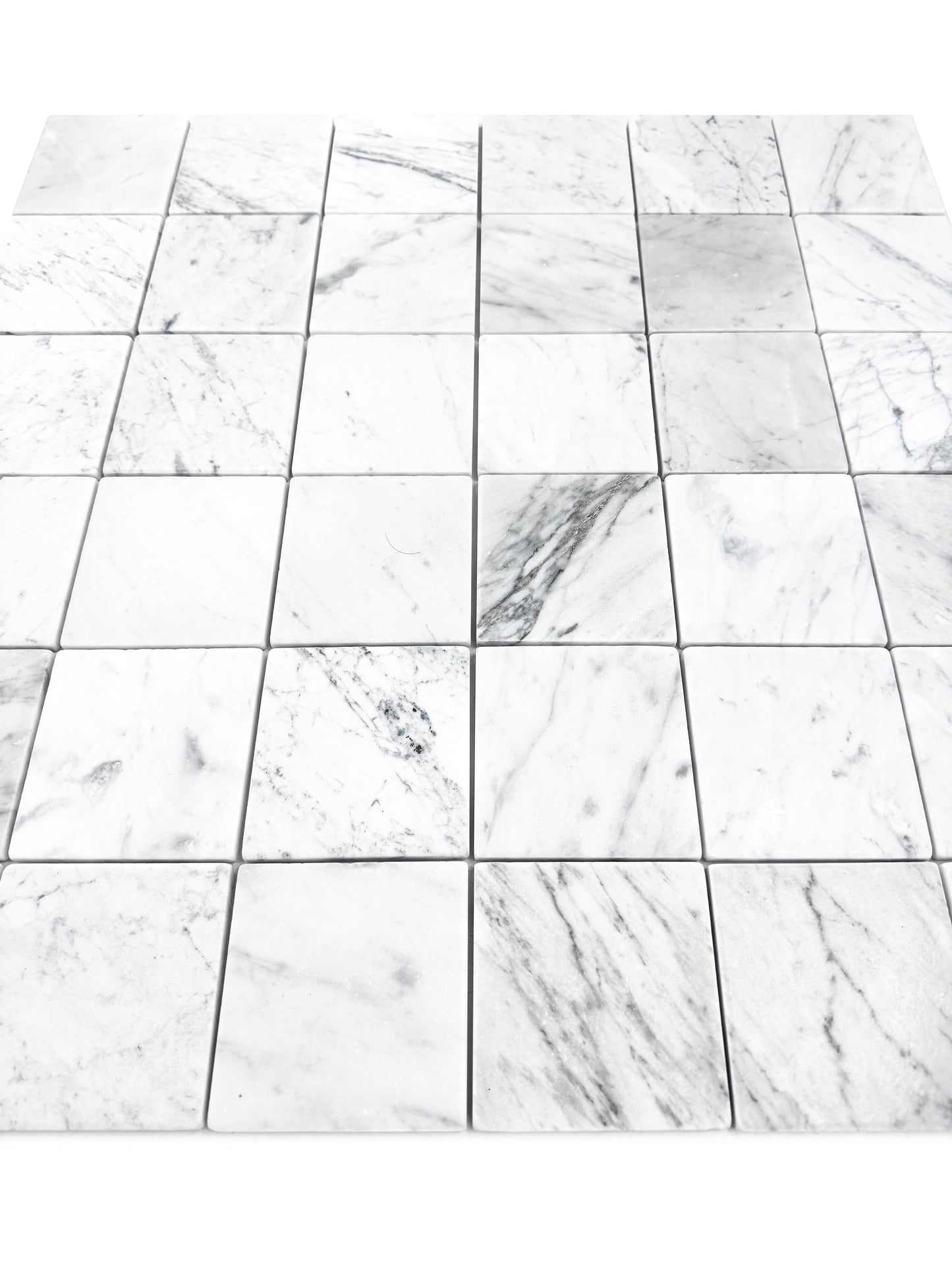 Rome Vestige Series Square Carrara White Marble Tumble & Brush Leather Surface Marble Tile