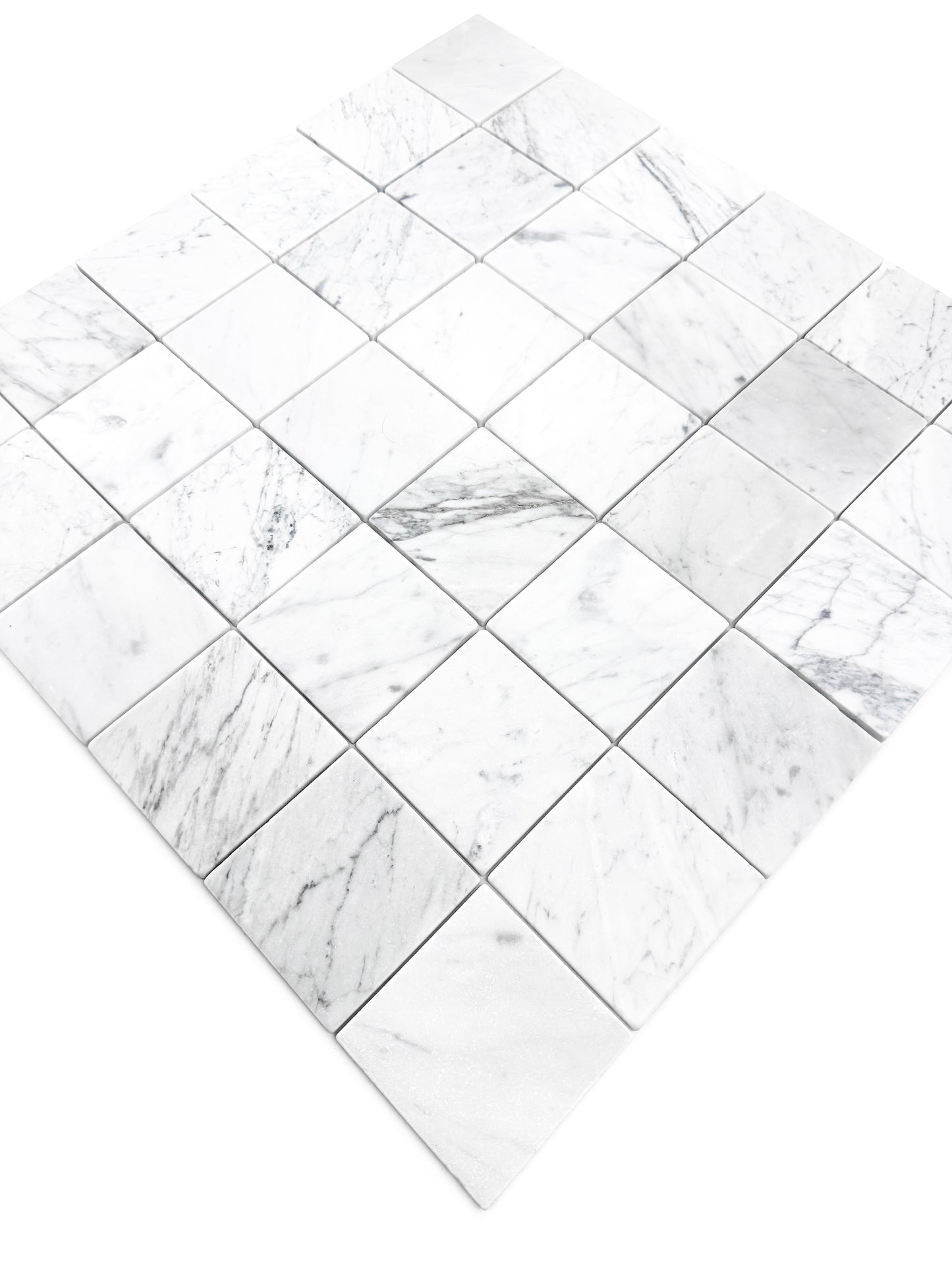 Rome Vestige Series Square Carrara White Marble Tumble & Brush Leather Surface Marble Tile