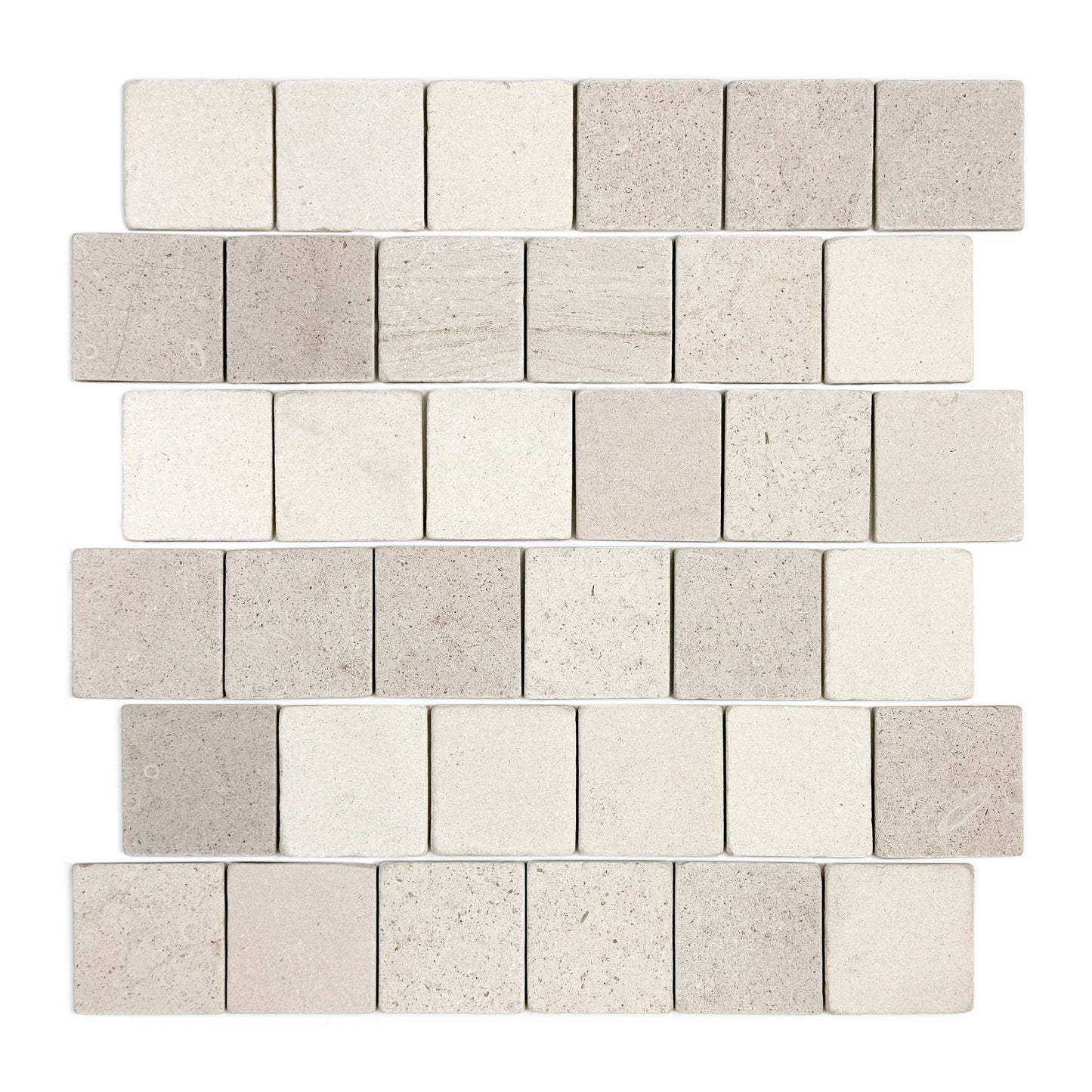 Rome Vestige Series Square Moca Crema Limestone Tumble & Brush Leather Surface Marble Tile