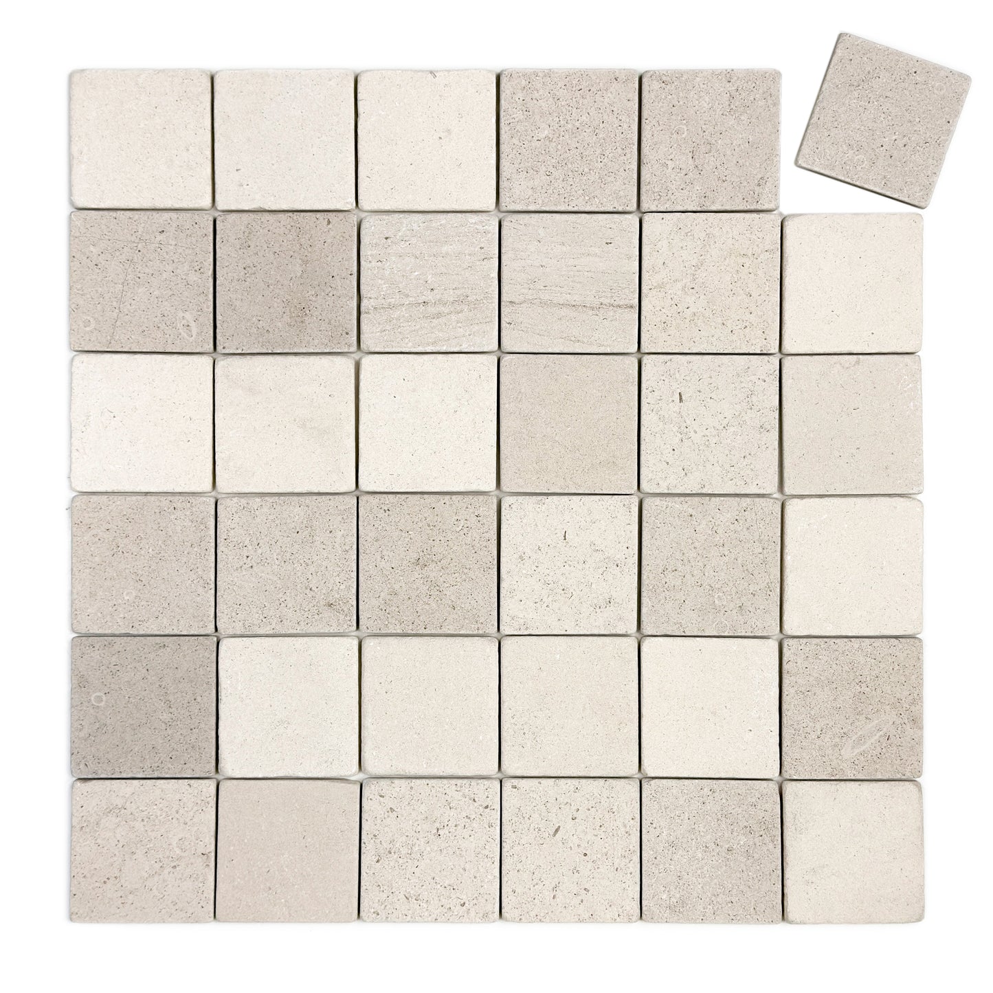 Rome Vestige Series Square Moca Crema Limestone Tumble & Brush Leather Surface Marble Tile
